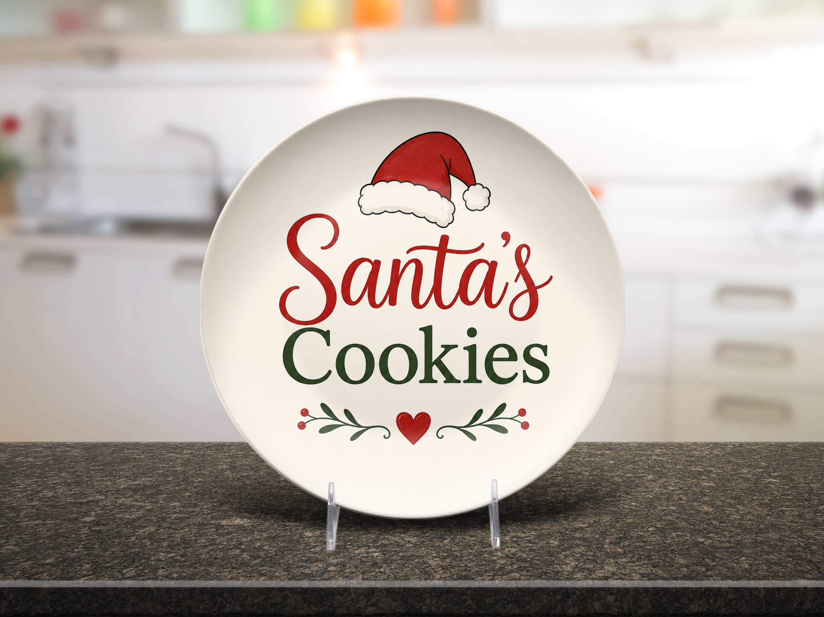 Santa's Cookies Christmas Plate, Holiday Cookie Serving Dish, Festive Santa Hat Dessert Plate, Christmas Kitchen Decor, Cookie Exchange