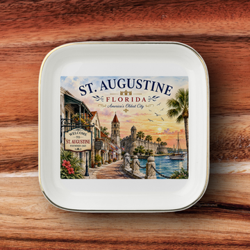 St. Augustine Florida Jewelry Dish, Historic City Souvenir, Coastal Travel Decor, Ceramic Trinket Tray, Florida Gift for Travelers