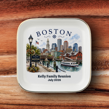 Personalized Boston Souvenir Jewelry Dish, Boston Harbor Trinket Tray, Massachusetts Travel Keepsake, Gift for Boston Lovers