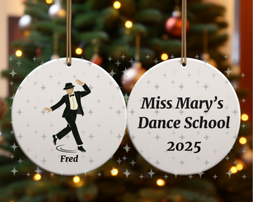 Personalized Jazz Dancer Ornament – 2-Sided Round Ceramic Keepsake with Name, School & Year – Dance Teacher or Student Gift