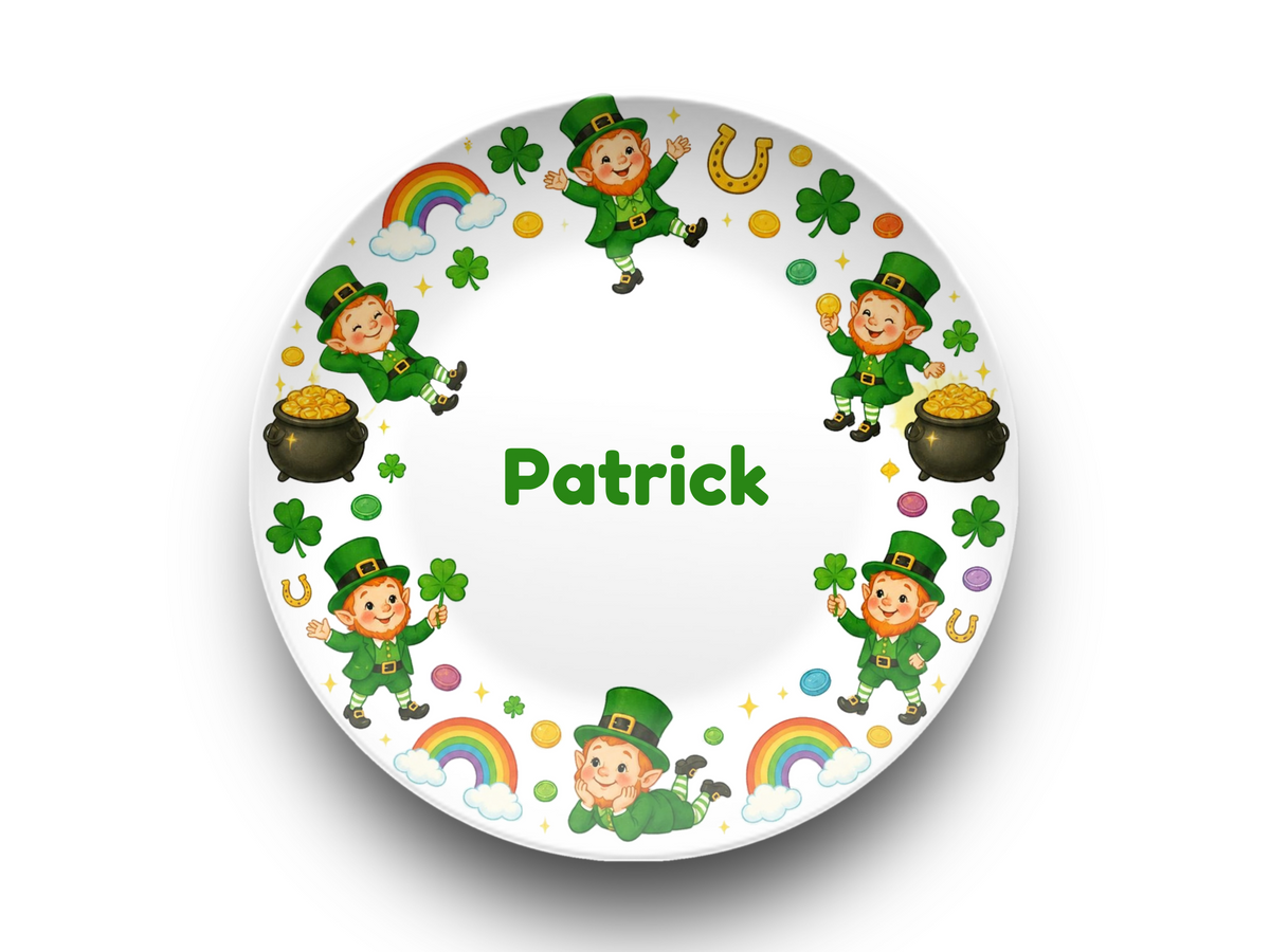 St. Patrick’s Day Decor, Personalized Leprechaun Plate, UNBREAKABLE – Not Ceramic, Irish Celebration Gift, 10 Inch, Kid's Custom Plate