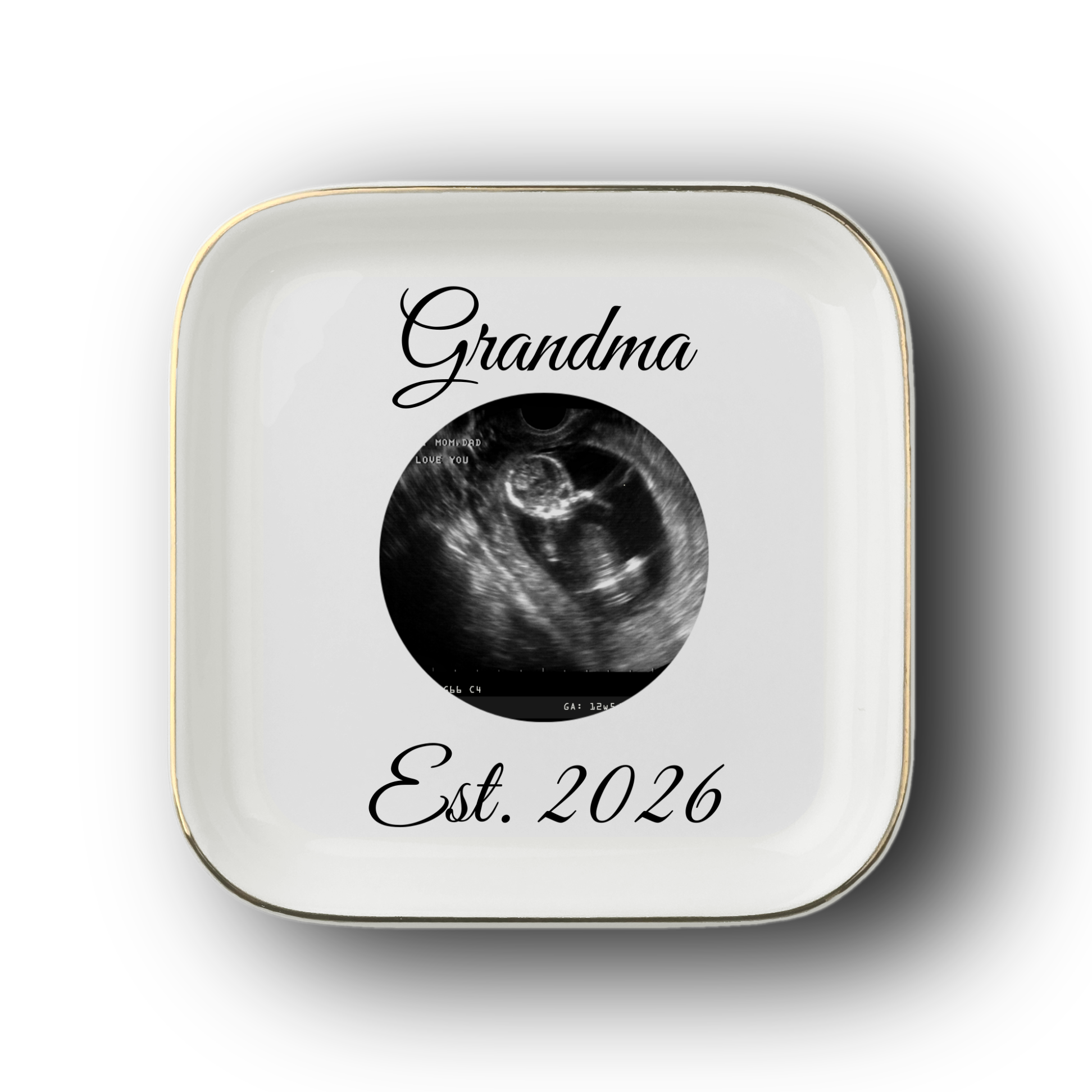 Grandpa Sonogram Jewelry Dish, Pregnancy Announcement Keepsake, Grandpa Gift, Ultrasound Photo Ring Tray, New Baby Memory Gift, Est. 2026