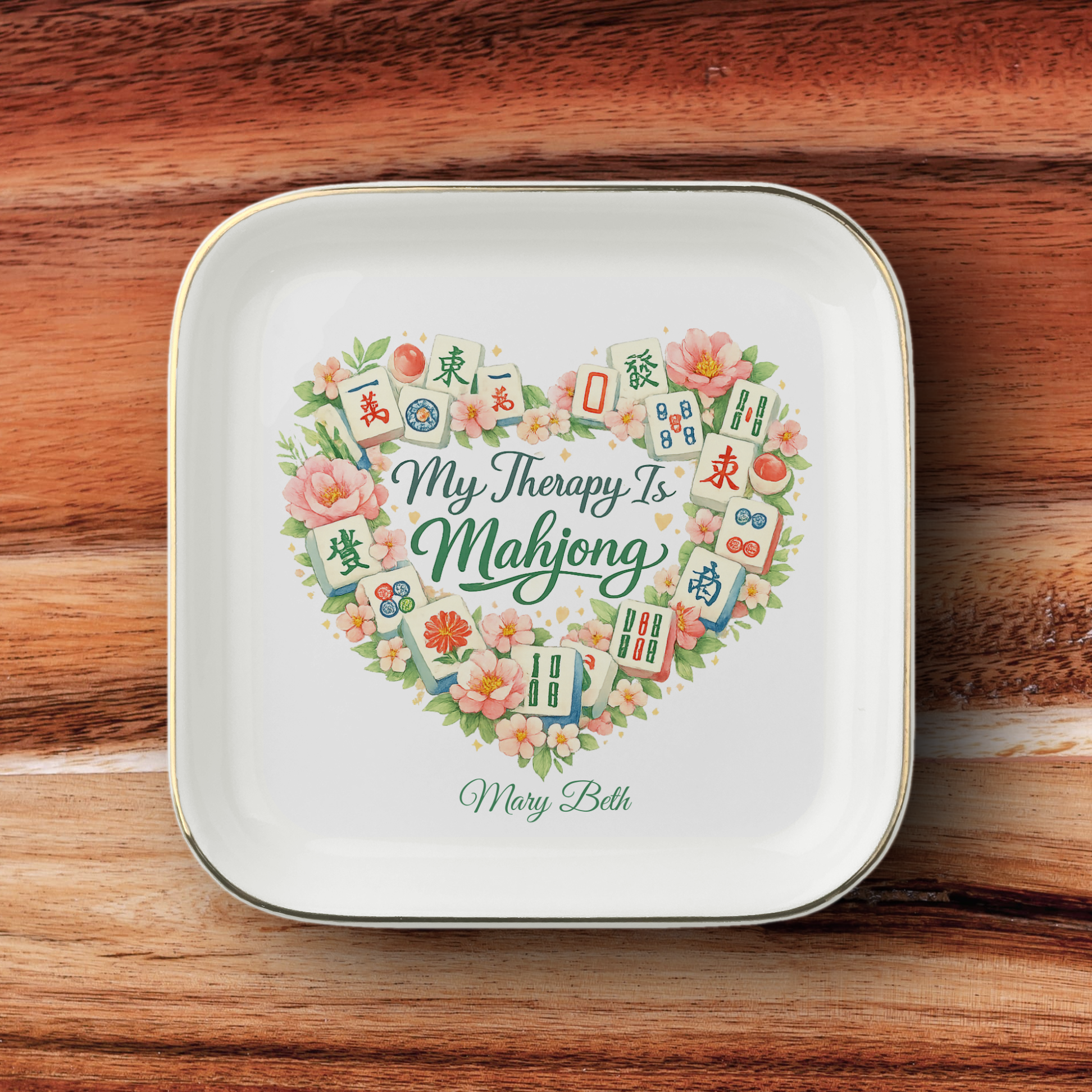 Mahjong Jewelry Dish, My Therapy Is Mahjong Tray, Personalized Mahjong Gift,  Ceramic Trinket Tray, Game Night Decor