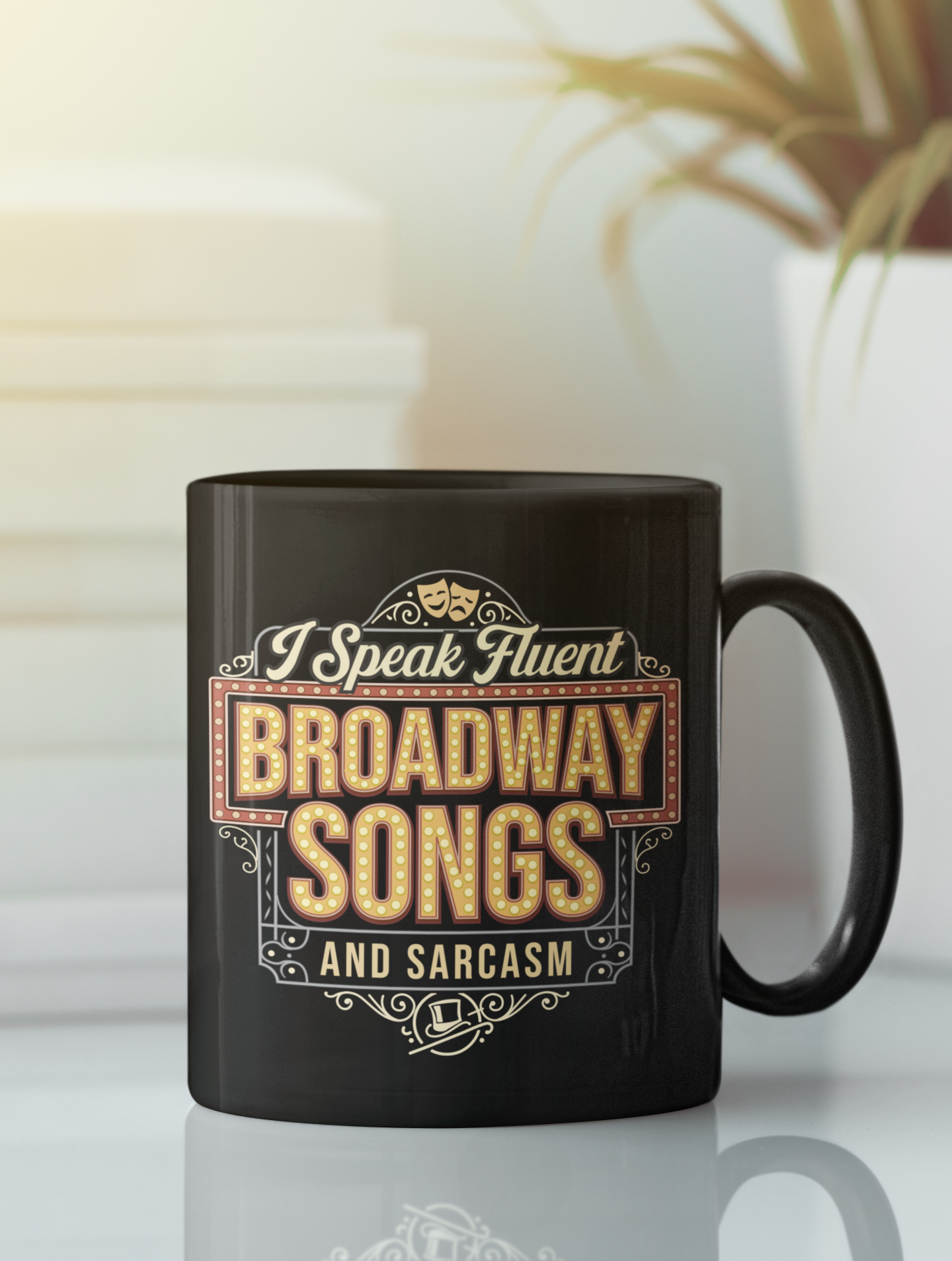 Broadway Lover Coffee Mug Musical Theater Gift for Actors & Theater Fans 11oz Black Mug (Front/Back)