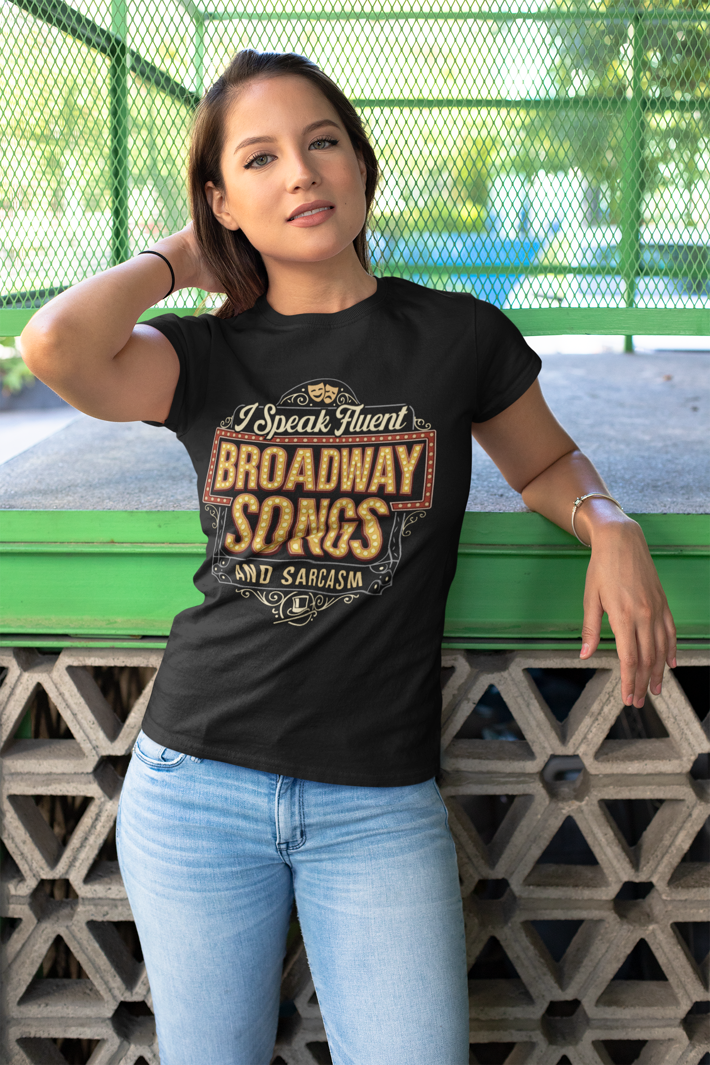 Broadway T-Shirt, I Speak Fluent Broadway Songs and Sarcasm Shirt, Musical Theater Gift, Funny Graphic Tee, Broadway Lovers Gift