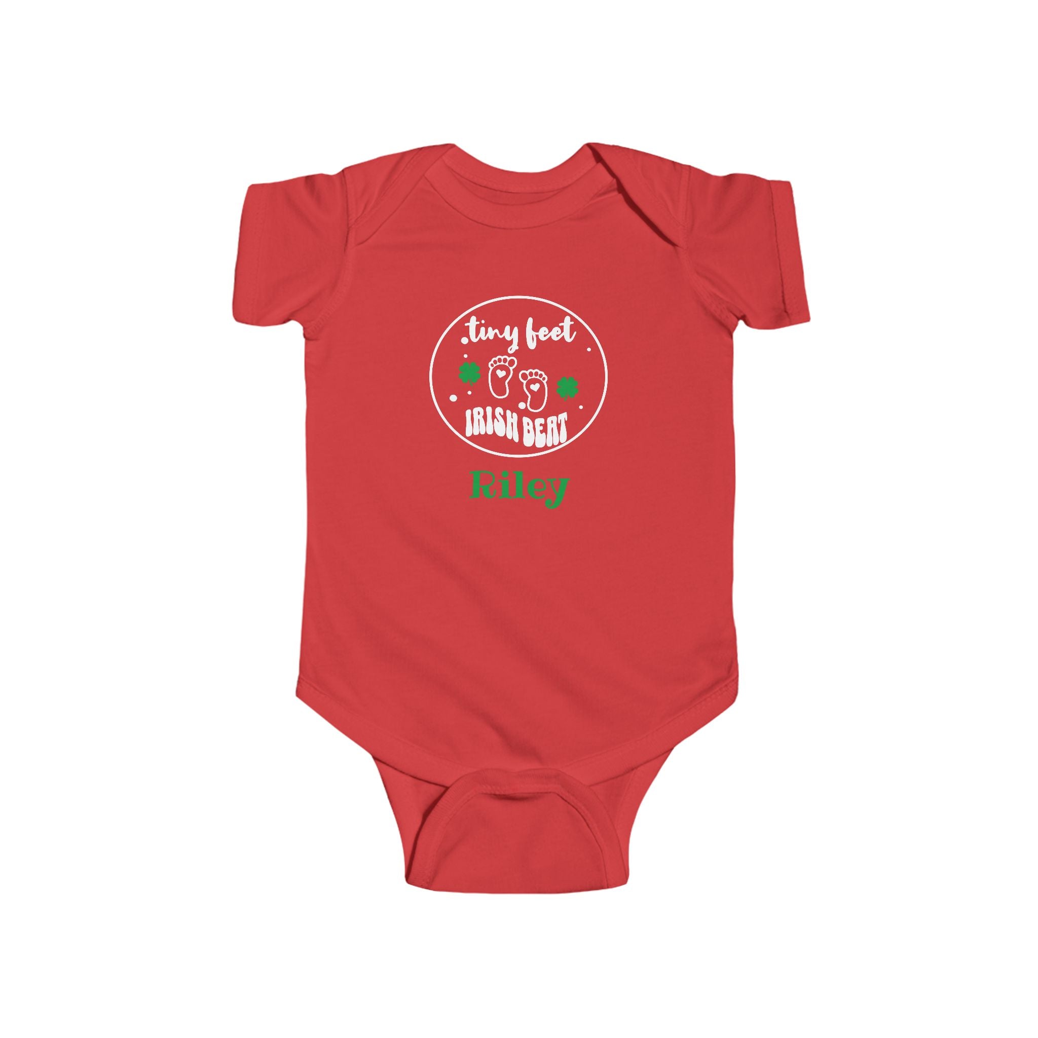 Custom Irish Baby Outfit with Name, Personalized Tiny Feet Irish Beat Baby Bodysuit,  St. Patrick’s Day Baby Shower Gift