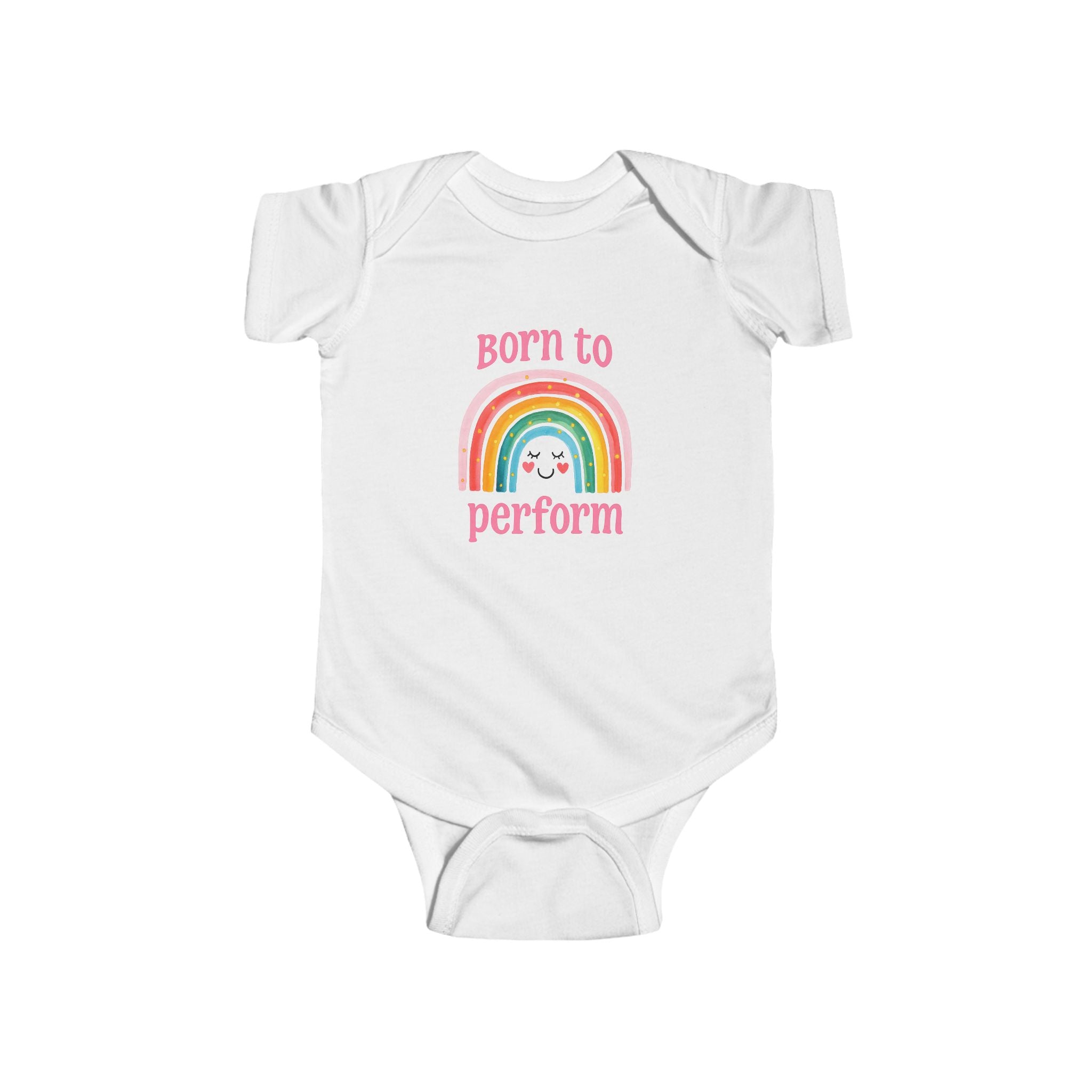 Born to Perform Baby Bodysuit: Rainbow Theater Outfit, 100% Cotton