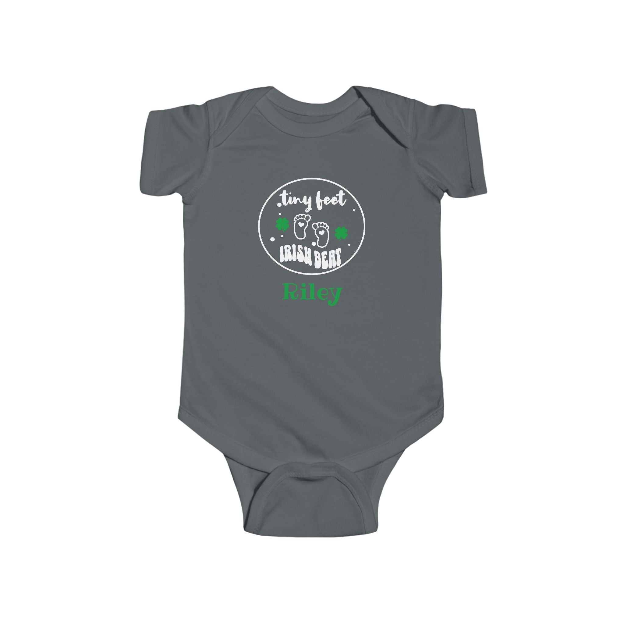 Custom Irish Baby Outfit with Name, Personalized Tiny Feet Irish Beat Baby Bodysuit,  St. Patrick’s Day Baby Shower Gift