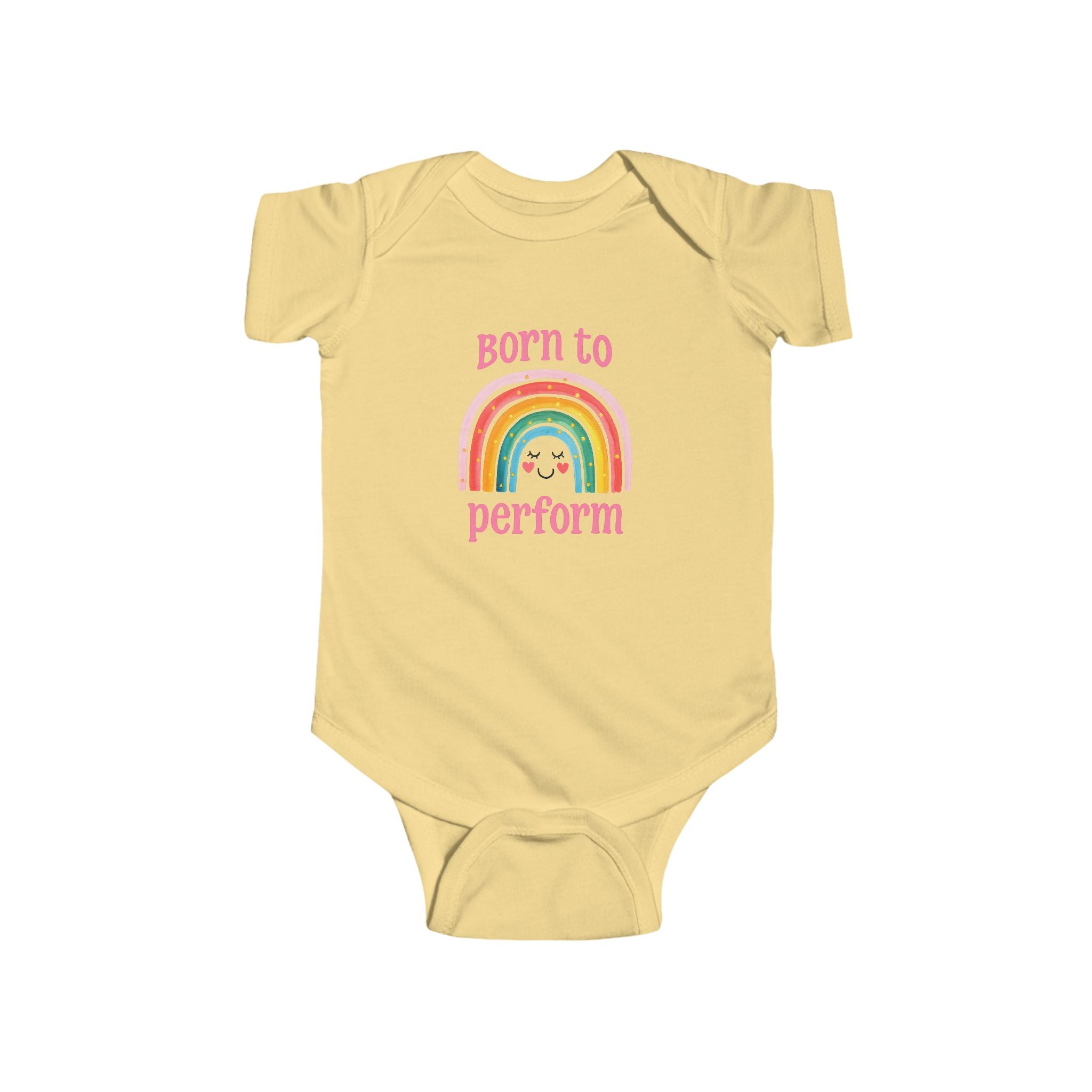 Born to Perform Baby Bodysuit: Rainbow Theater Outfit, 100% Cotton