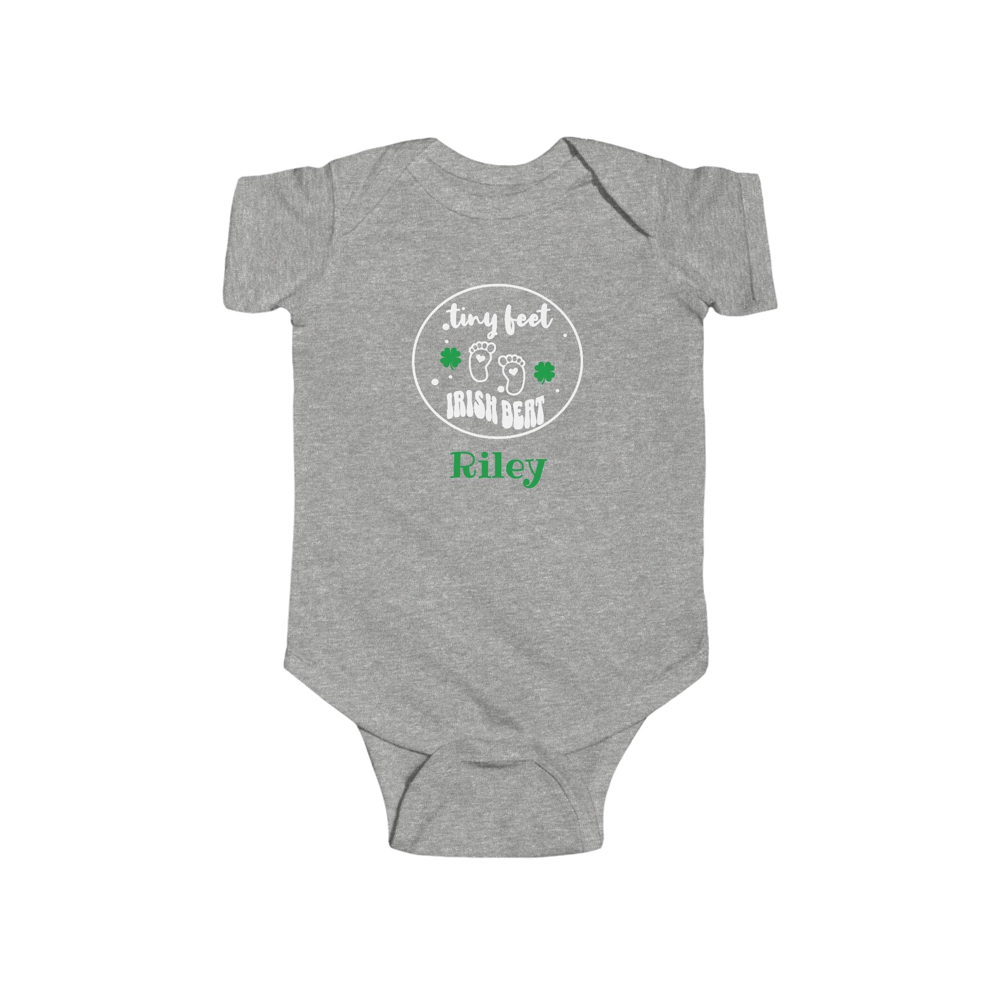 Custom Irish Baby Outfit with Name, Personalized Tiny Feet Irish Beat Baby Bodysuit,  St. Patrick’s Day Baby Shower Gift