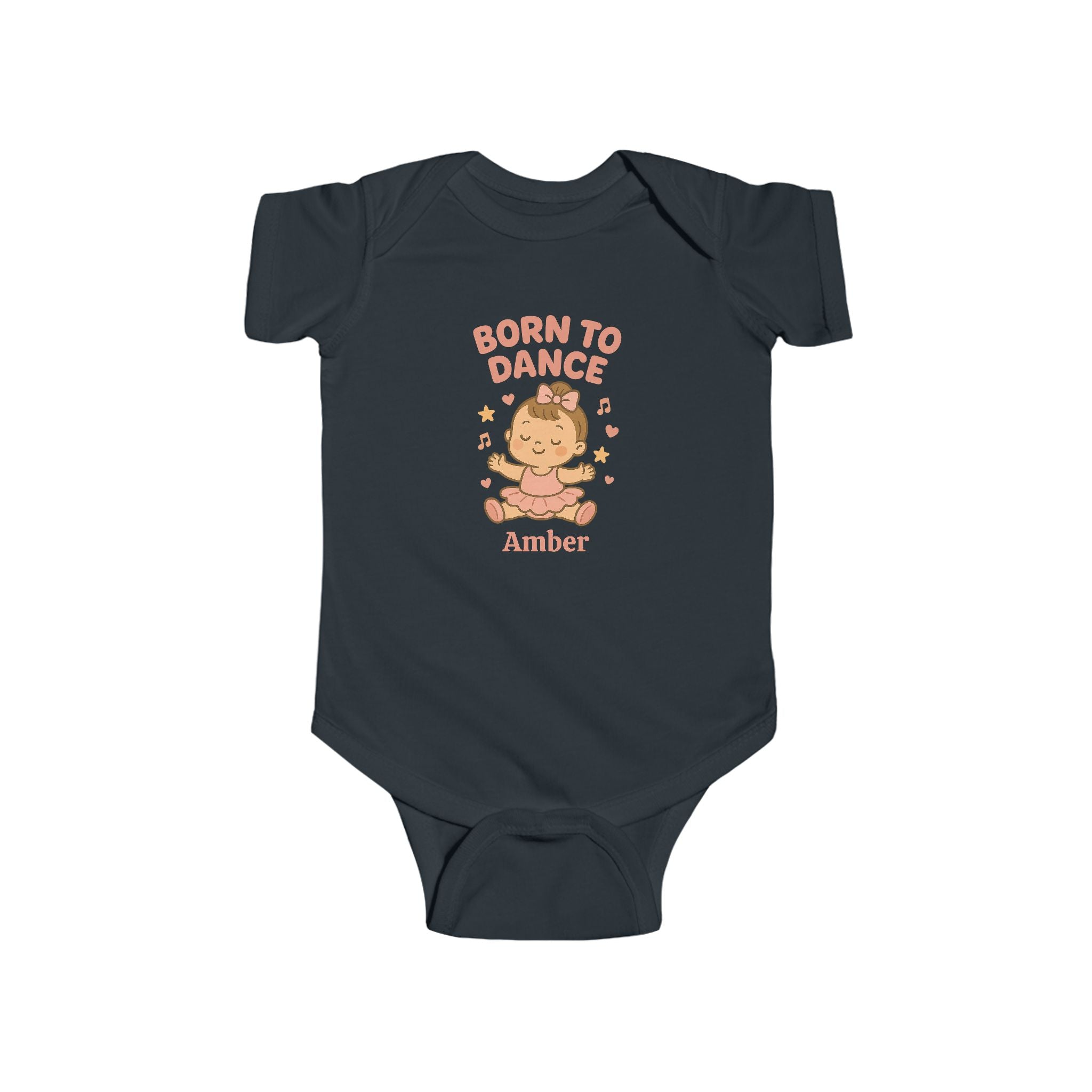 Born to Dance Baby Bodysuit, Personalized Dance Gift, Cute Baby Shower Outfit, Custom Name Baby Clothes, Ballerina Design