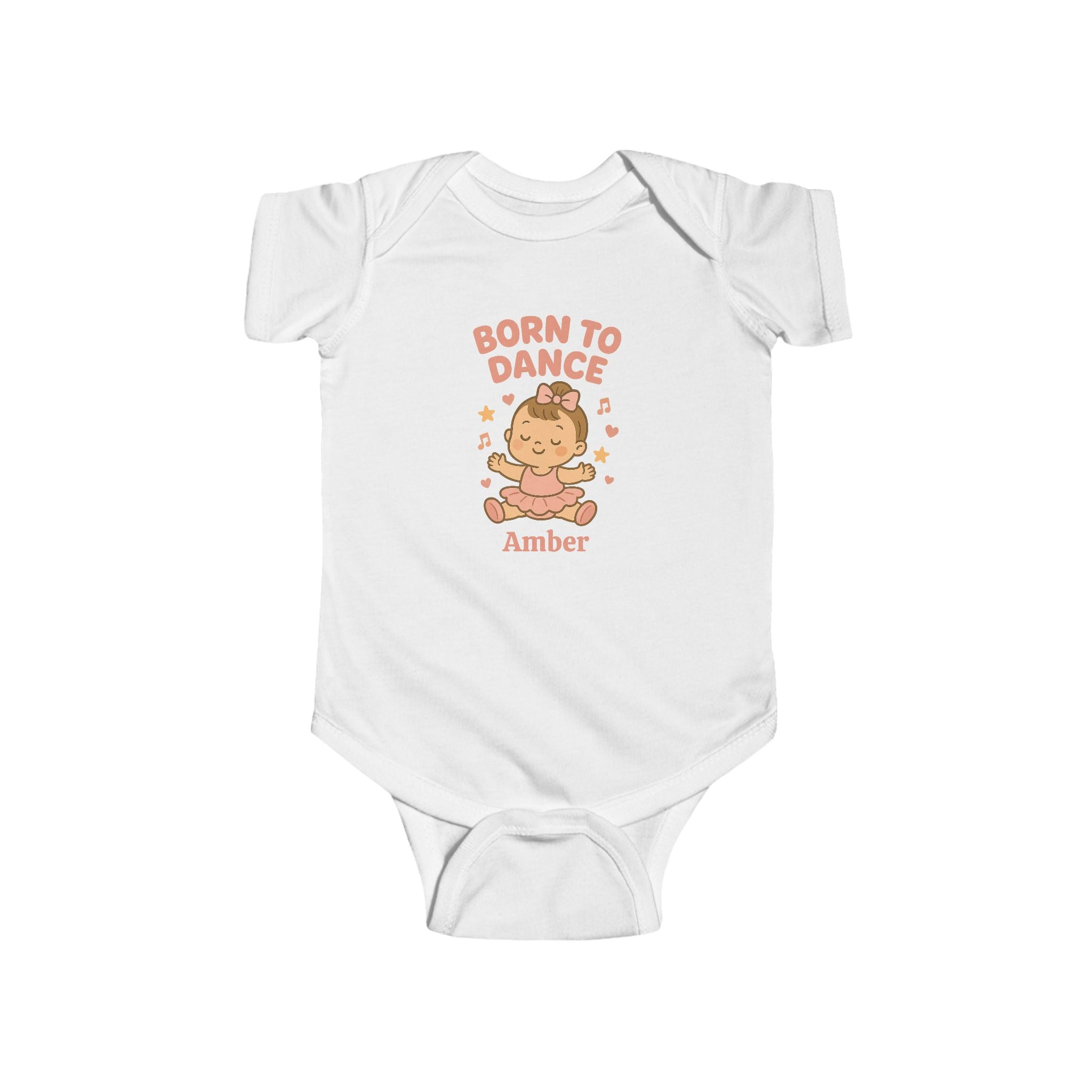 Born to Dance Baby Bodysuit, Personalized Dance Gift, Cute Baby Shower Outfit, Custom Name Baby Clothes, Ballerina Design