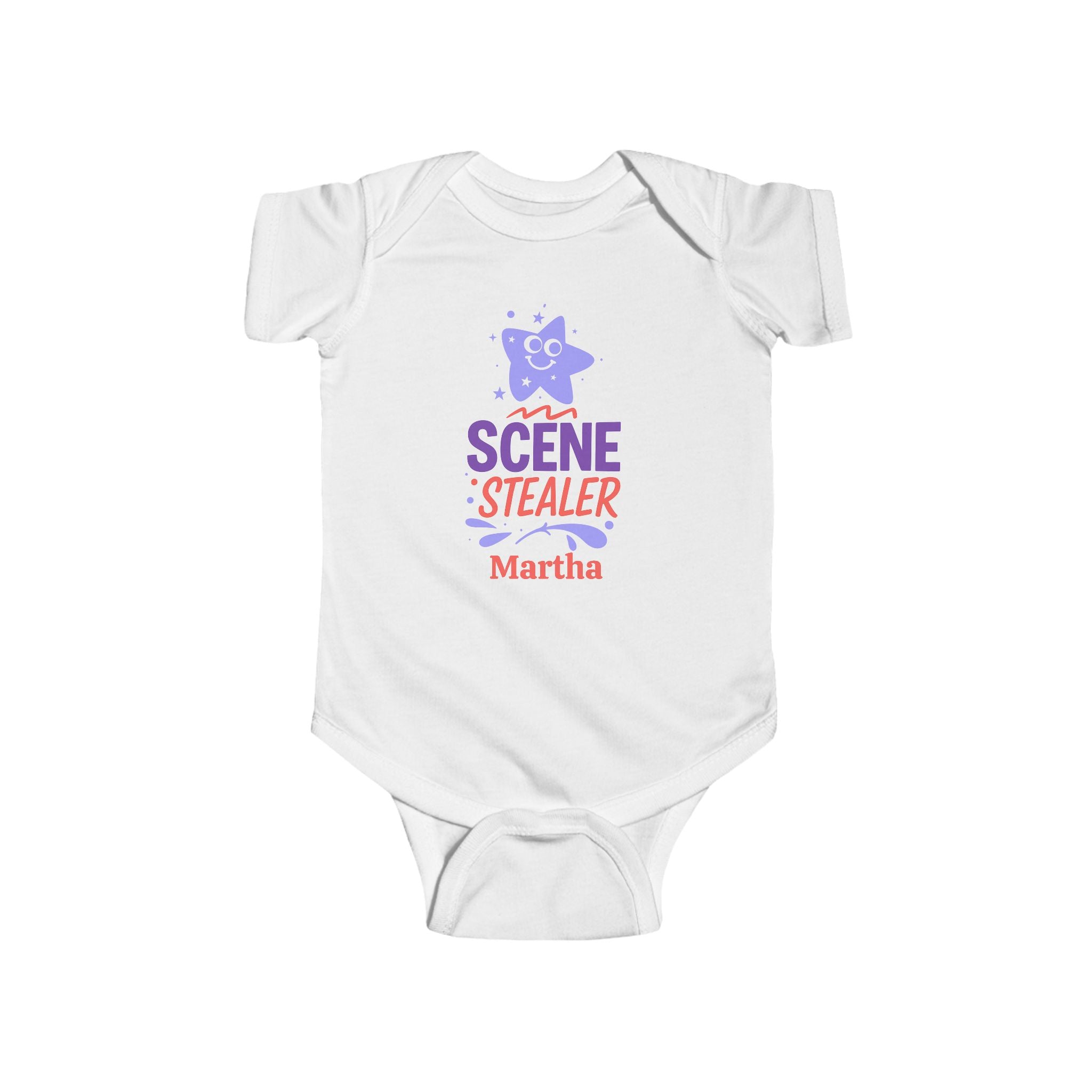 Scene Stealer Personalized Baby Onesie – Cute Theater Baby Gift, Custom Name Bodysuit for Drama-Loving Families