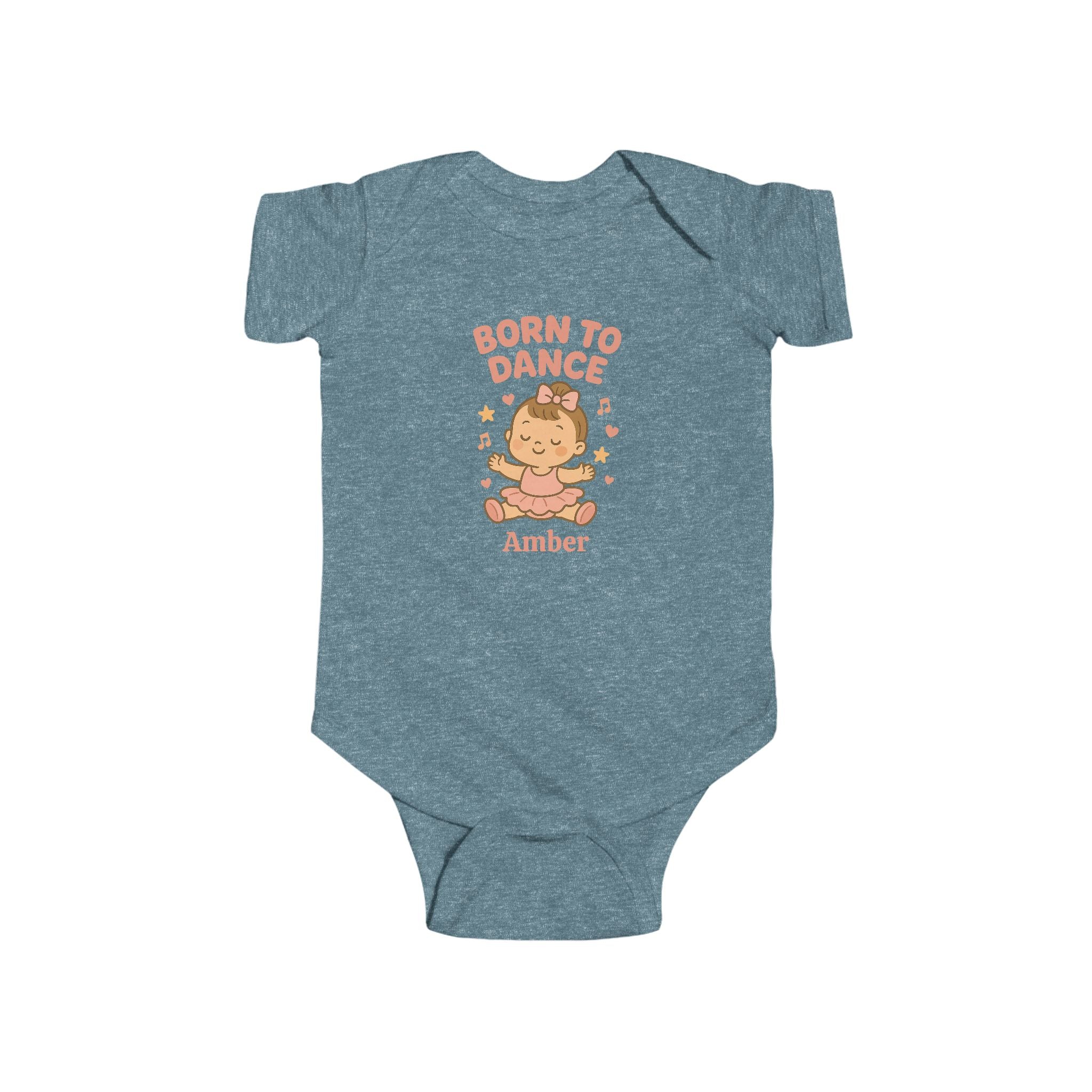 Born to Dance Baby Bodysuit, Personalized Dance Gift, Cute Baby Shower Outfit, Custom Name Baby Clothes, Ballerina Design