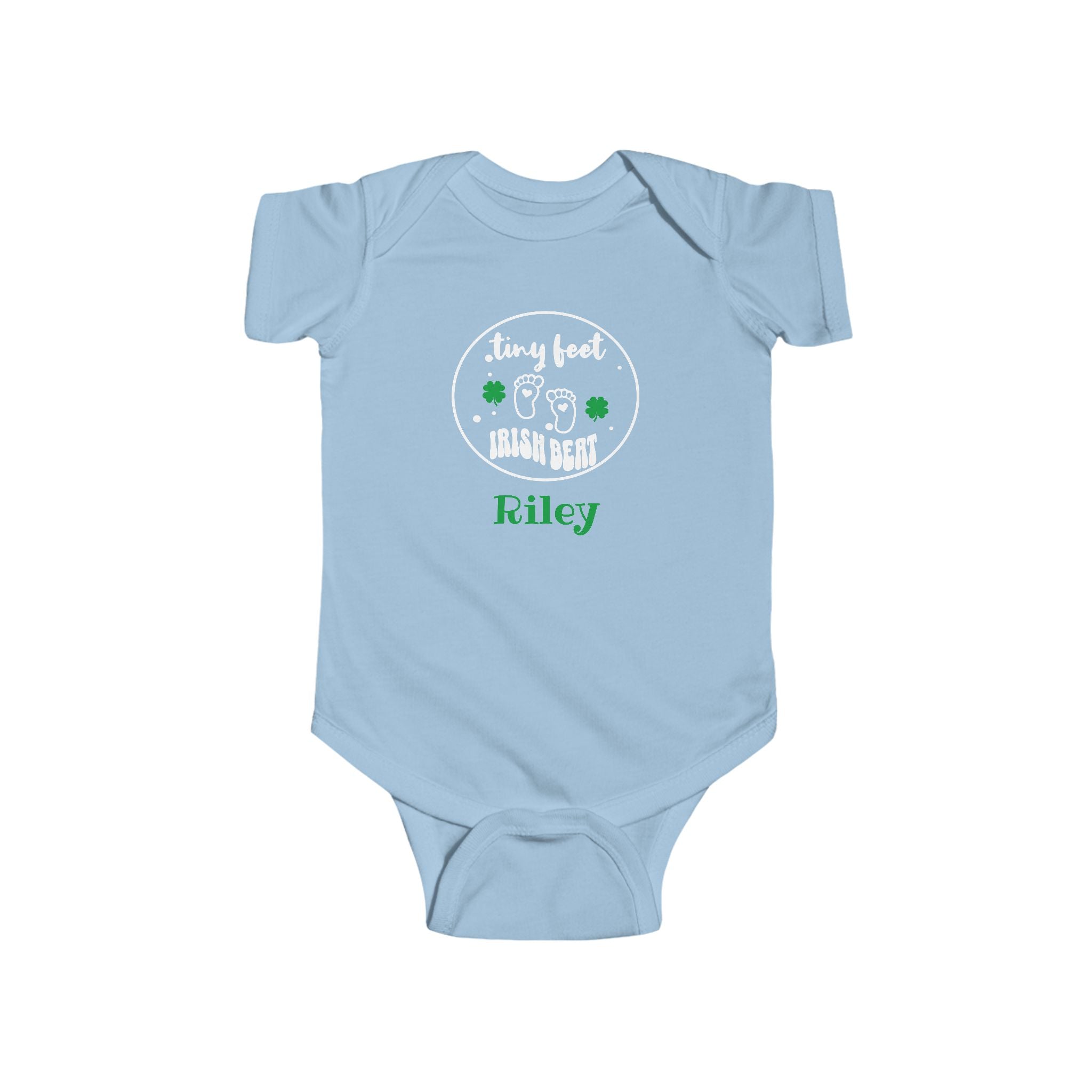 Custom Irish Baby Outfit with Name, Personalized Tiny Feet Irish Beat Baby Bodysuit,  St. Patrick’s Day Baby Shower Gift