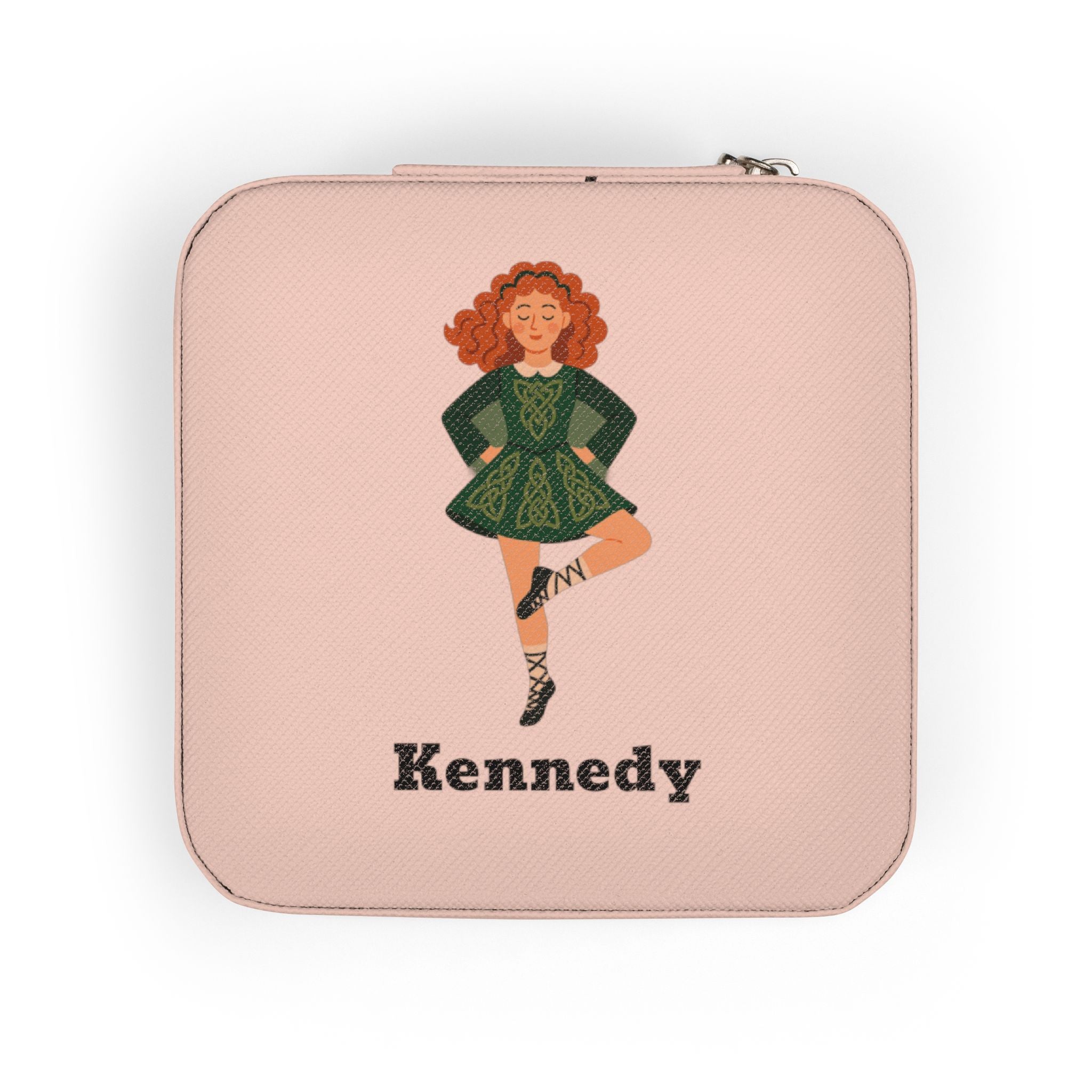 Personalized Irish Dance Jewelry Travel Case – Custom Name Jewelry Box for Irish Dancers | 4x4x2” Plush Travel Organizer | Feis Gift Idea