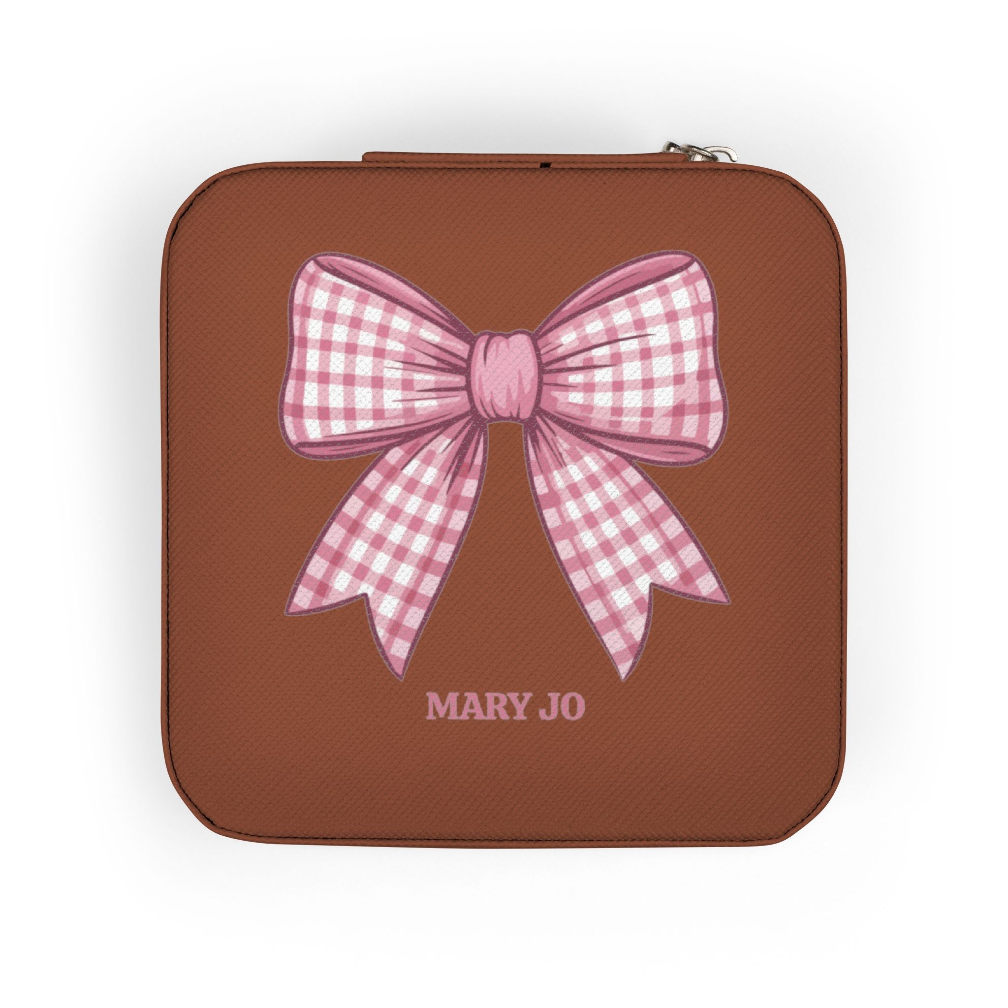 Personalized Pink Bow Jewelry Case | Custom Name Travel Jewelry Box | Cute Gift for Girls | Mini Jewelry Organizer