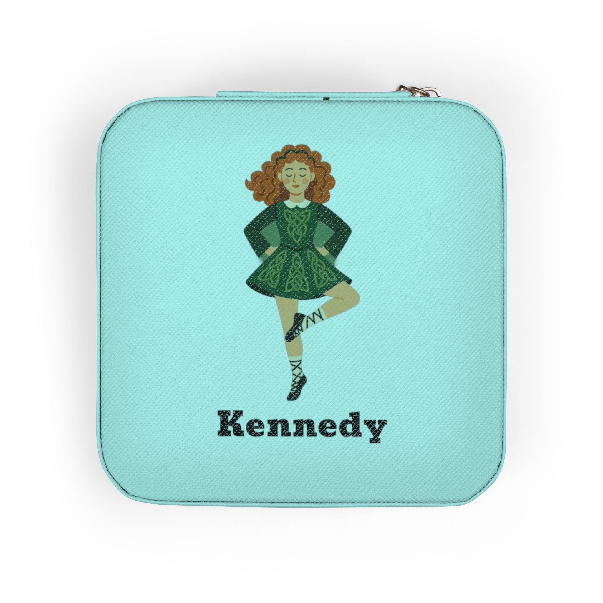 Personalized Irish Dance Jewelry Travel Case – Custom Name Jewelry Box for Irish Dancers | 4x4x2” Plush Travel Organizer | Feis Gift Idea