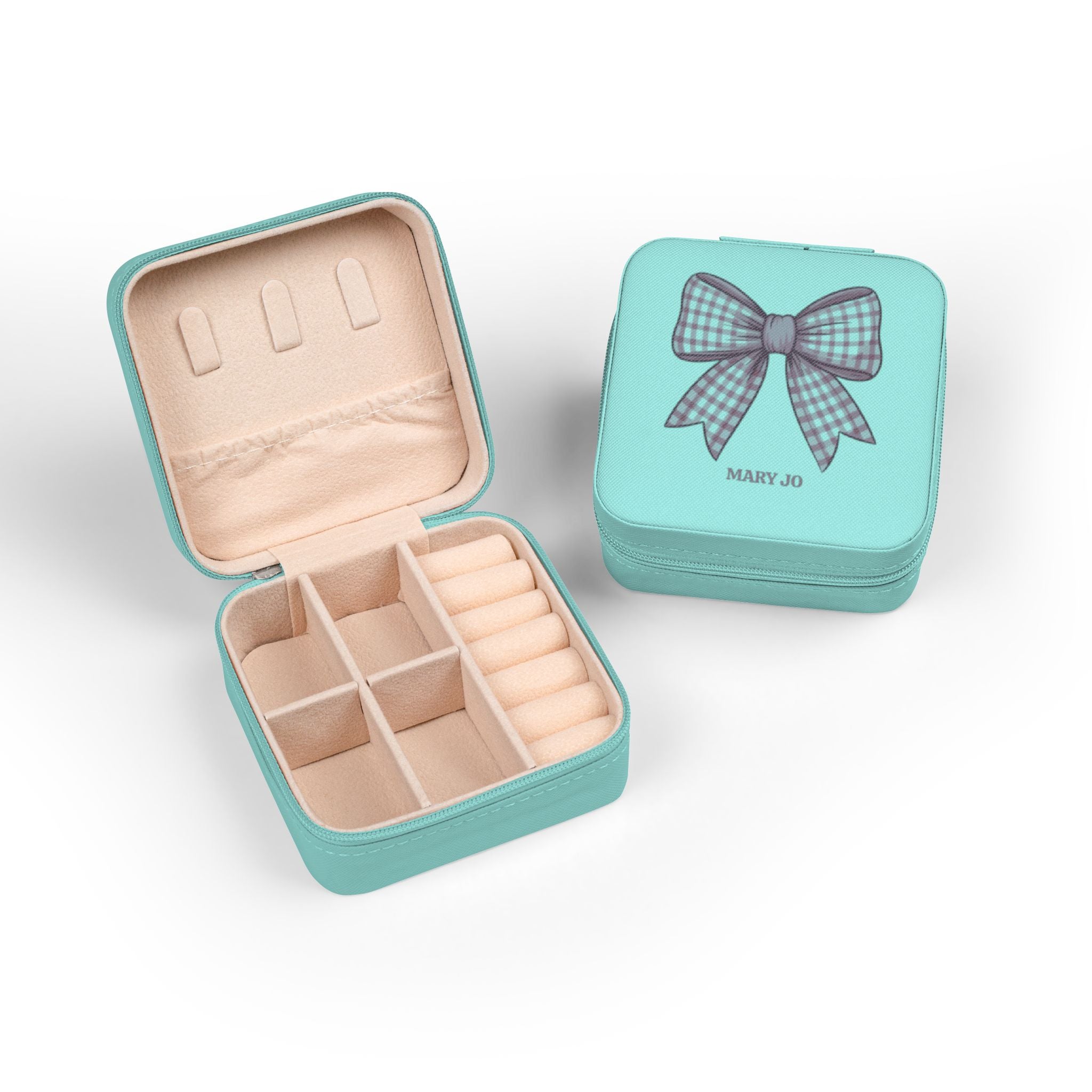 Personalized Pink Bow Jewelry Case | Custom Name Travel Jewelry Box | Cute Gift for Girls | Mini Jewelry Organizer