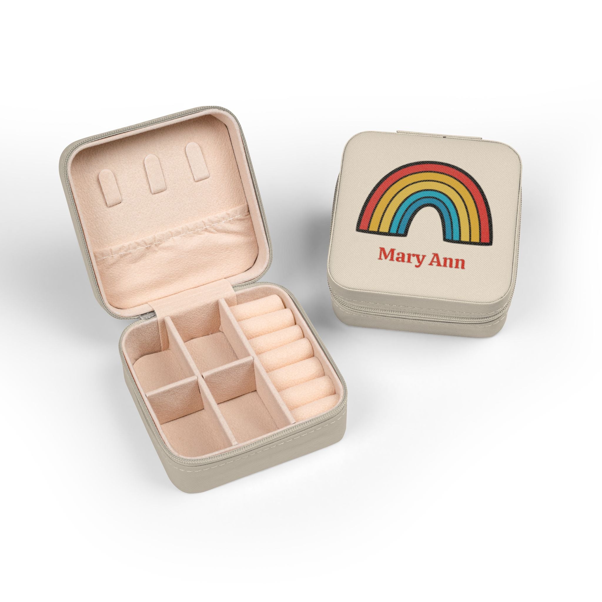 Personalized Rainbow Jewelry Case | Custom Name Travel Jewelry Box | Cute Gift for Her | Mini Jewelry Organizer