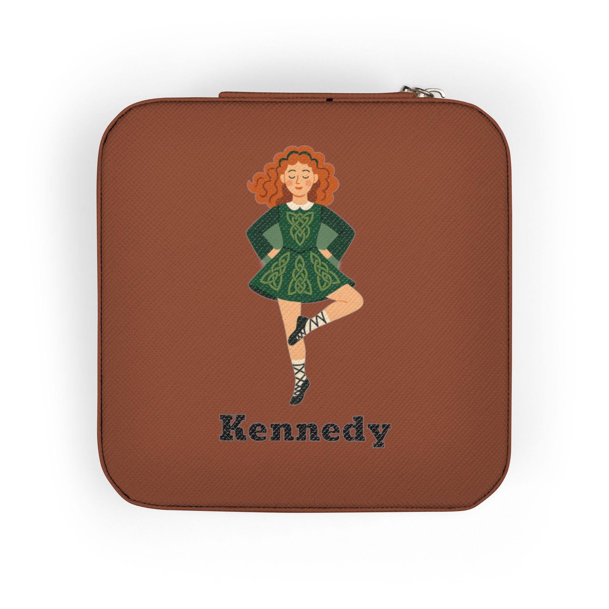 Personalized Irish Dance Jewelry Travel Case – Custom Name Jewelry Box for Irish Dancers | 4x4x2” Plush Travel Organizer | Feis Gift Idea