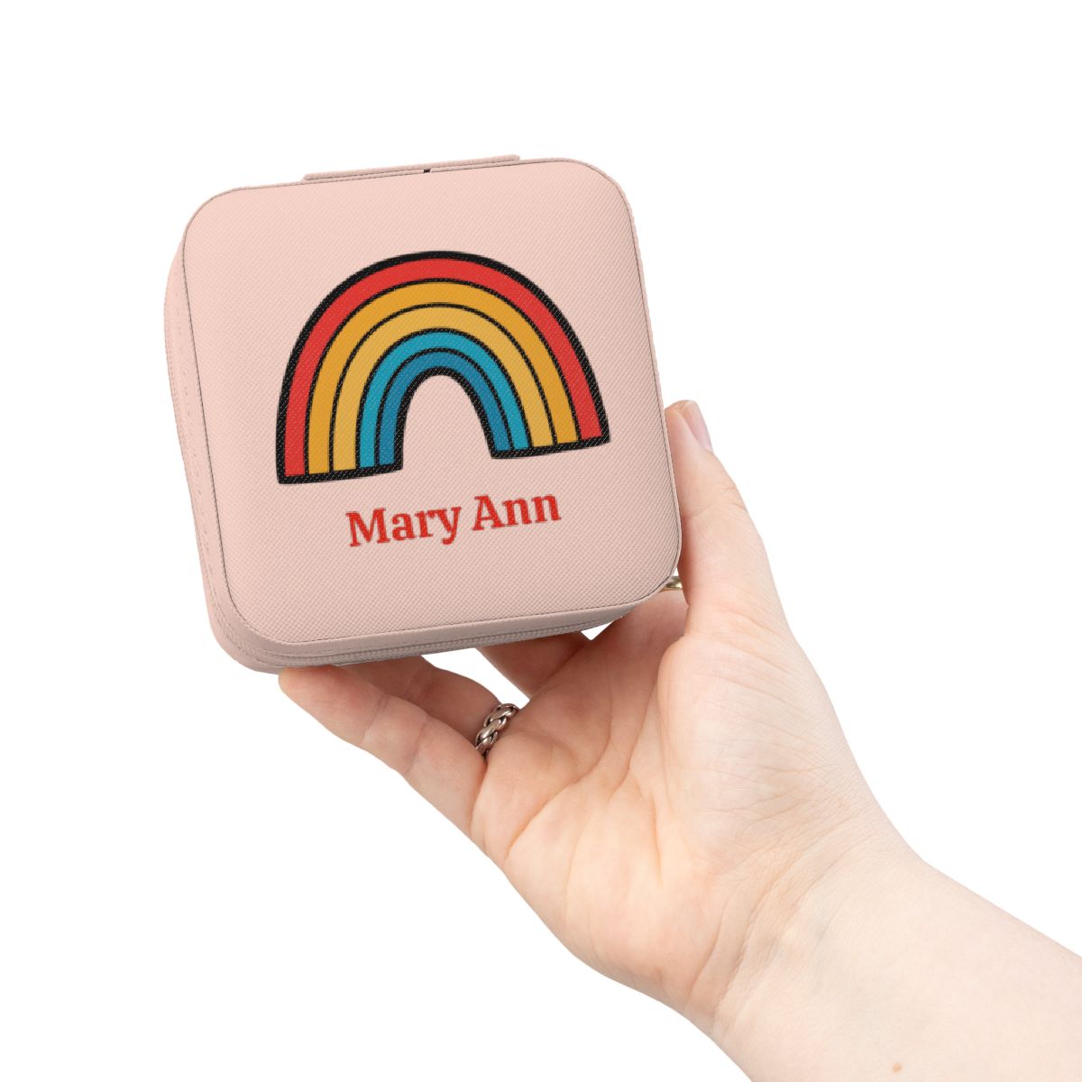 Personalized Rainbow Jewelry Case | Custom Name Travel Jewelry Box | Cute Gift for Her | Mini Jewelry Organizer