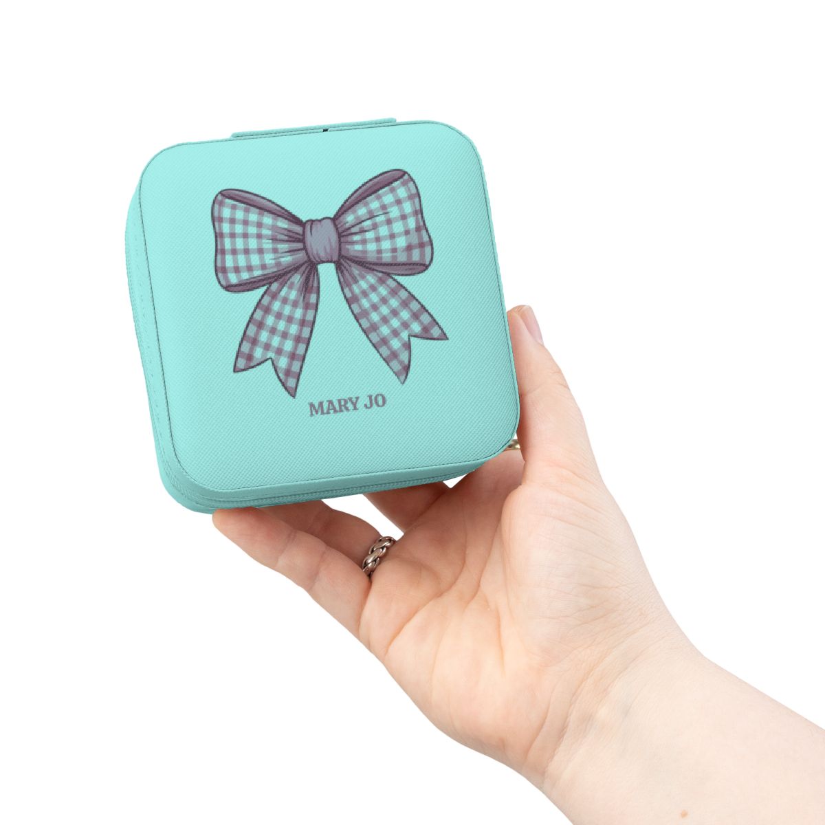 Personalized Pink Bow Jewelry Case | Custom Name Travel Jewelry Box | Cute Gift for Girls | Mini Jewelry Organizer