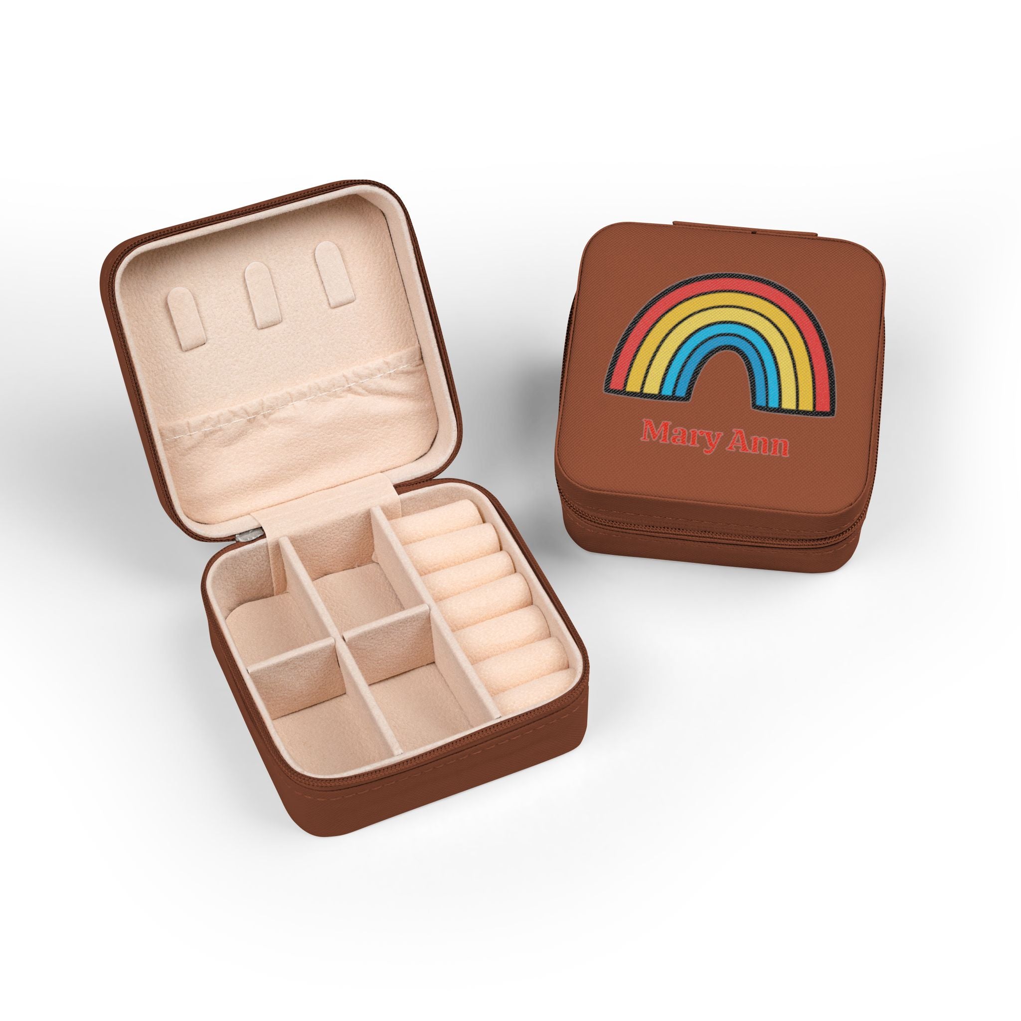 Personalized Rainbow Jewelry Case | Custom Name Travel Jewelry Box | Cute Gift for Her | Mini Jewelry Organizer