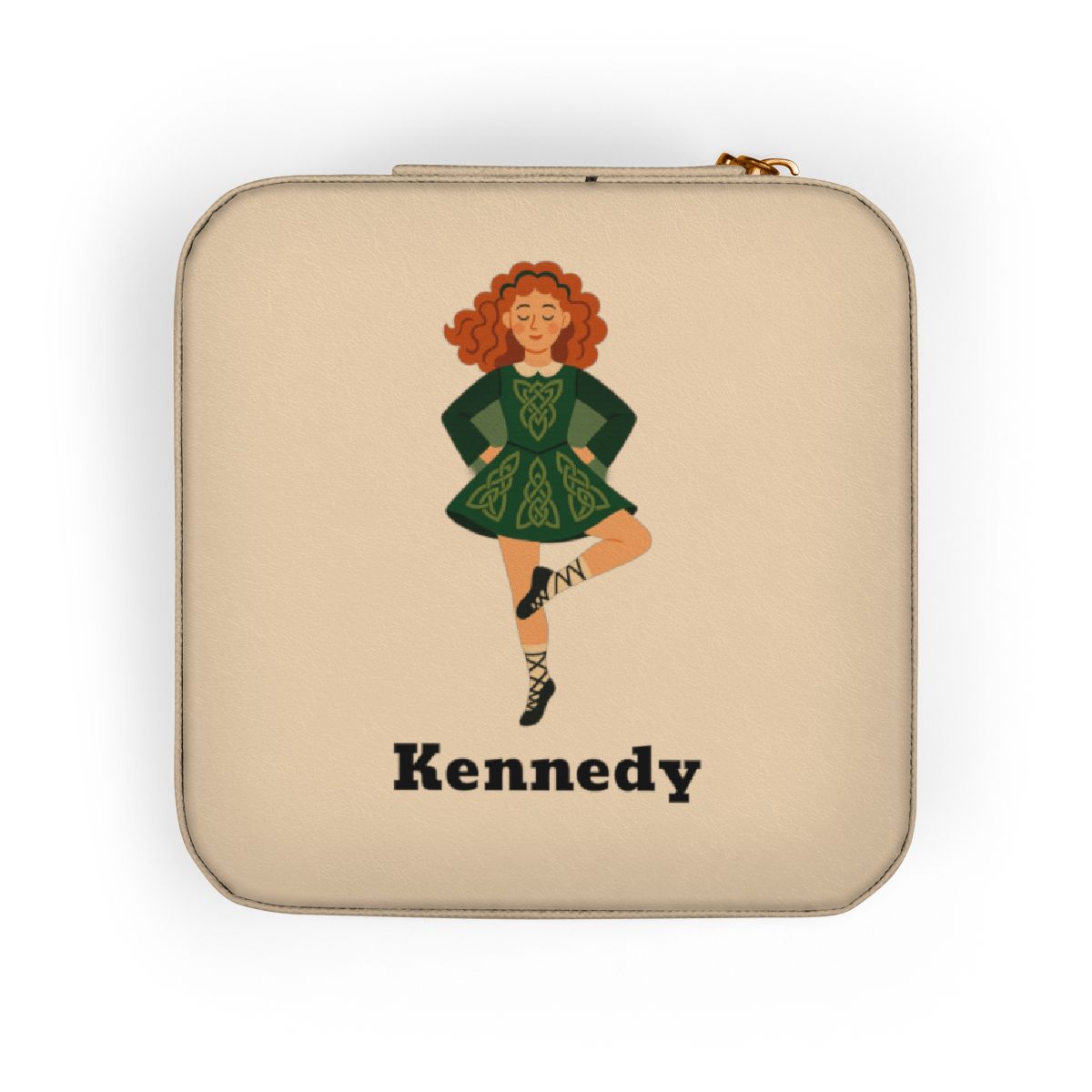 Personalized Irish Dance Jewelry Travel Case – Custom Name Jewelry Box for Irish Dancers | 4x4x2” Plush Travel Organizer | Feis Gift Idea
