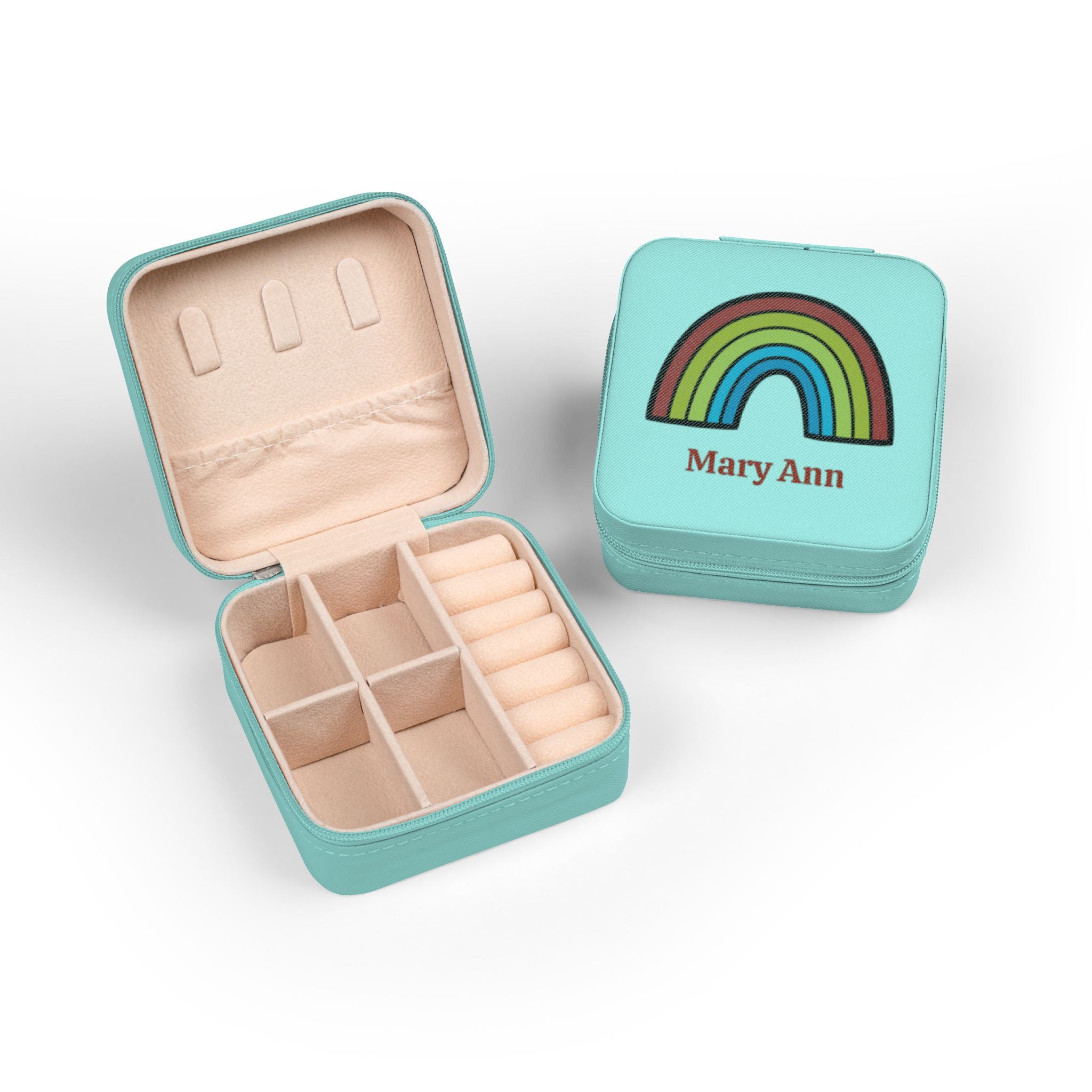 Personalized Rainbow Jewelry Case | Custom Name Travel Jewelry Box | Cute Gift for Her | Mini Jewelry Organizer