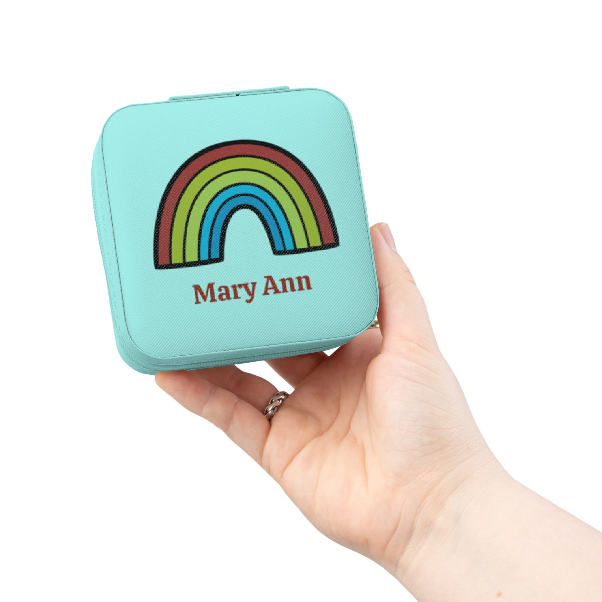 Personalized Rainbow Jewelry Case | Custom Name Travel Jewelry Box | Cute Gift for Her | Mini Jewelry Organizer