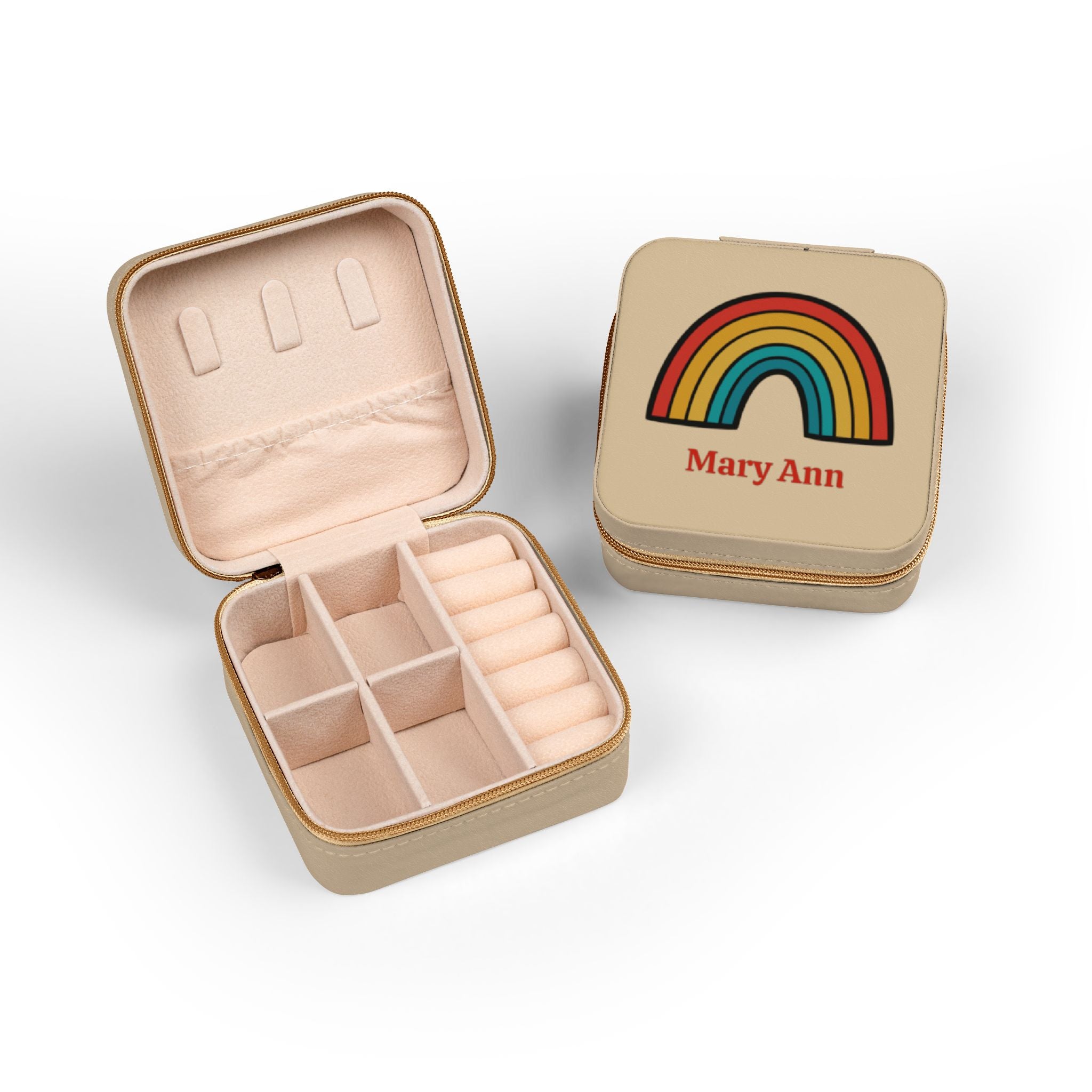Personalized Rainbow Jewelry Case | Custom Name Travel Jewelry Box | Cute Gift for Her | Mini Jewelry Organizer