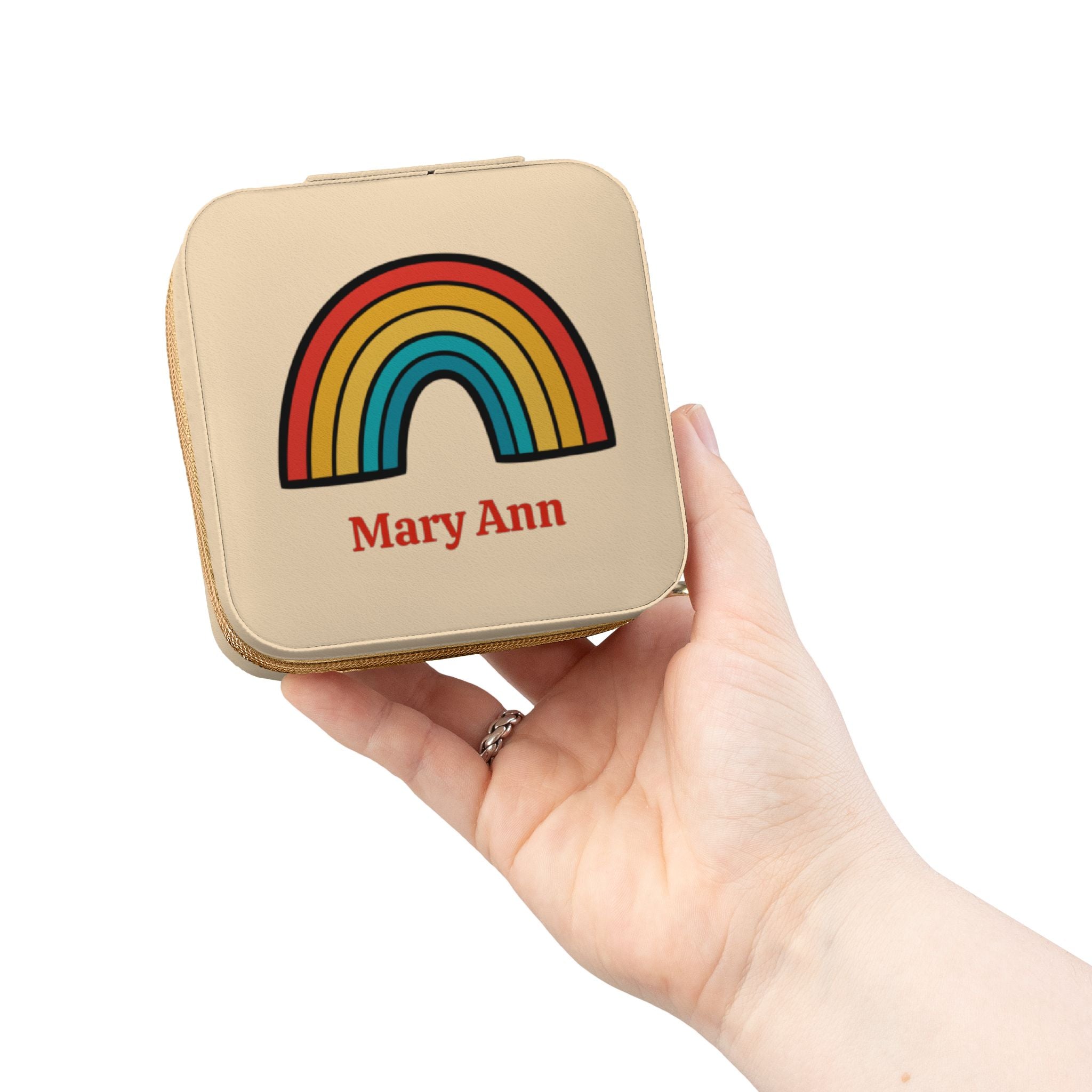 Personalized Rainbow Jewelry Case | Custom Name Travel Jewelry Box | Cute Gift for Her | Mini Jewelry Organizer