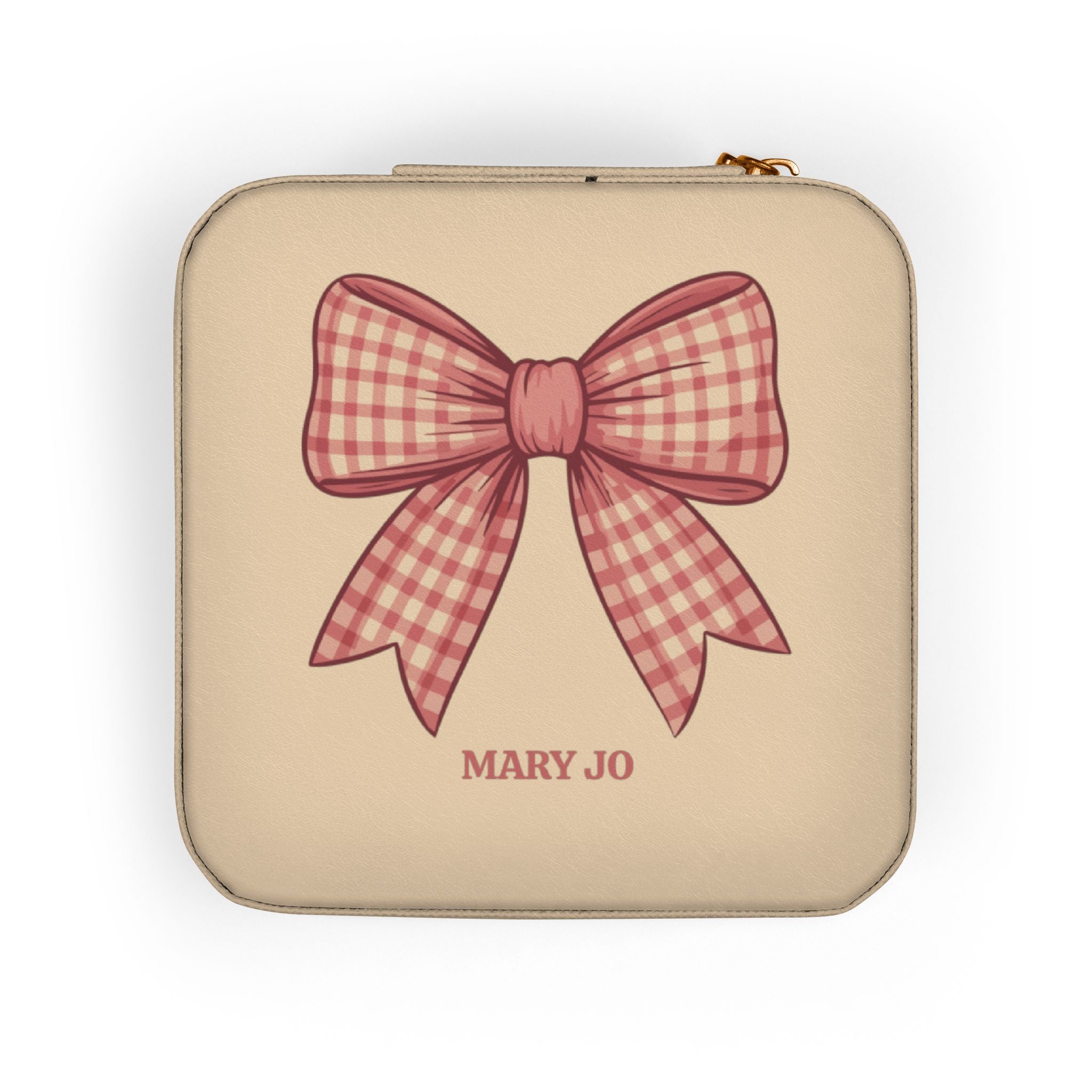 Personalized Pink Bow Jewelry Case | Custom Name Travel Jewelry Box | Cute Gift for Girls | Mini Jewelry Organizer