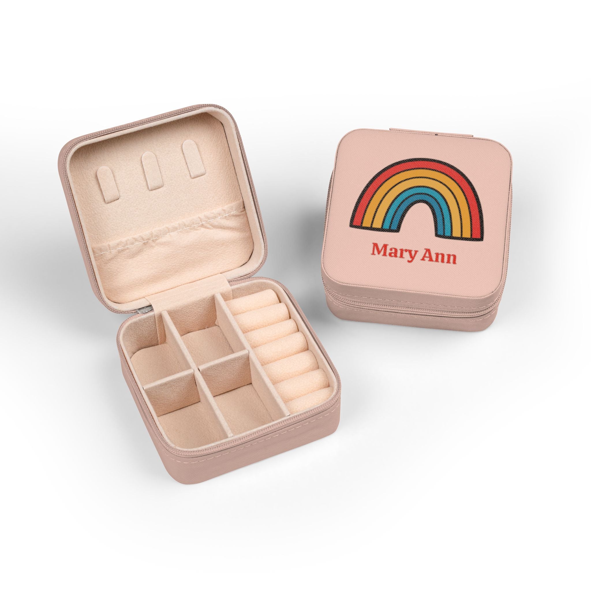 Personalized Rainbow Jewelry Case | Custom Name Travel Jewelry Box | Cute Gift for Her | Mini Jewelry Organizer