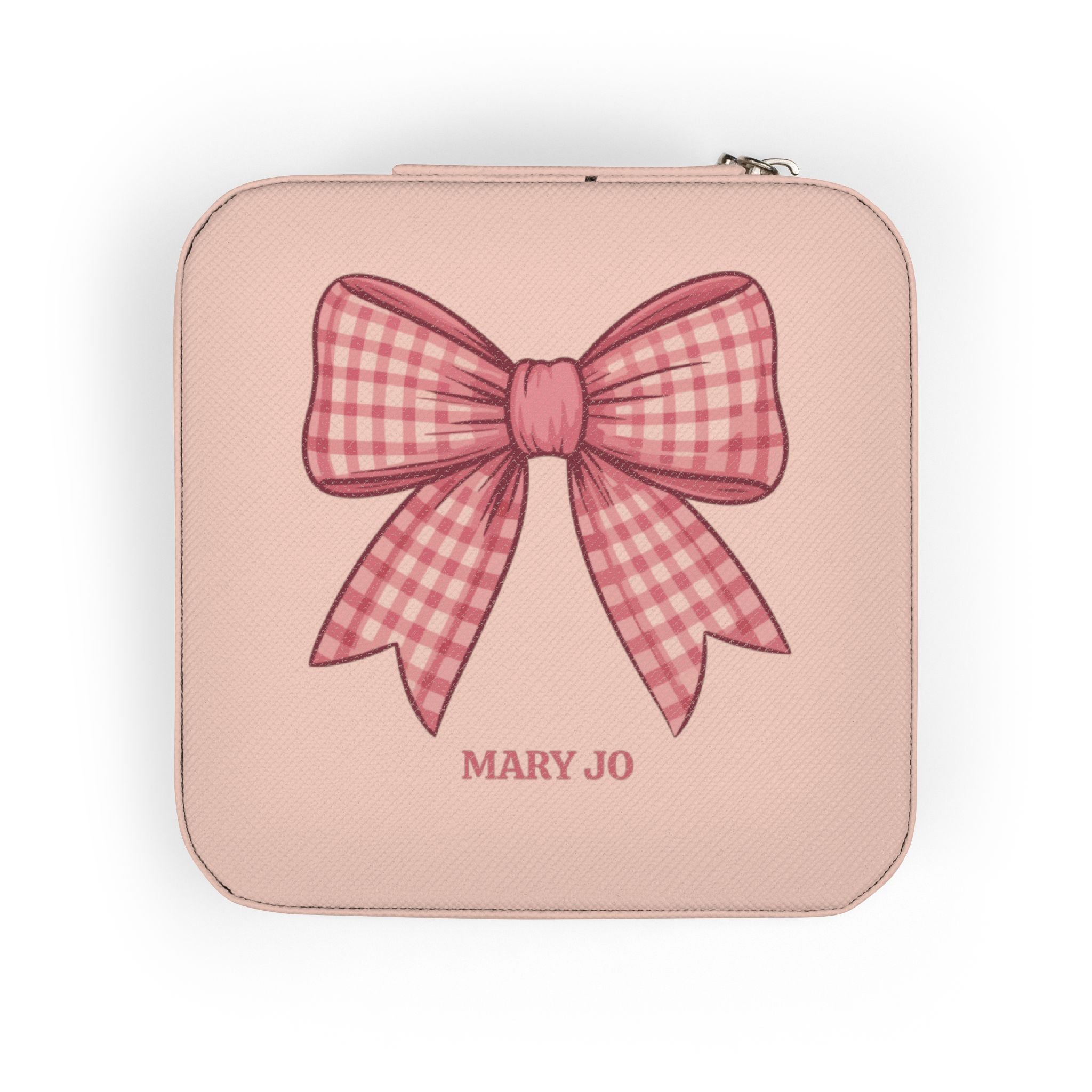 Personalized Pink Bow Jewelry Case | Custom Name Travel Jewelry Box | Cute Gift for Girls | Mini Jewelry Organizer