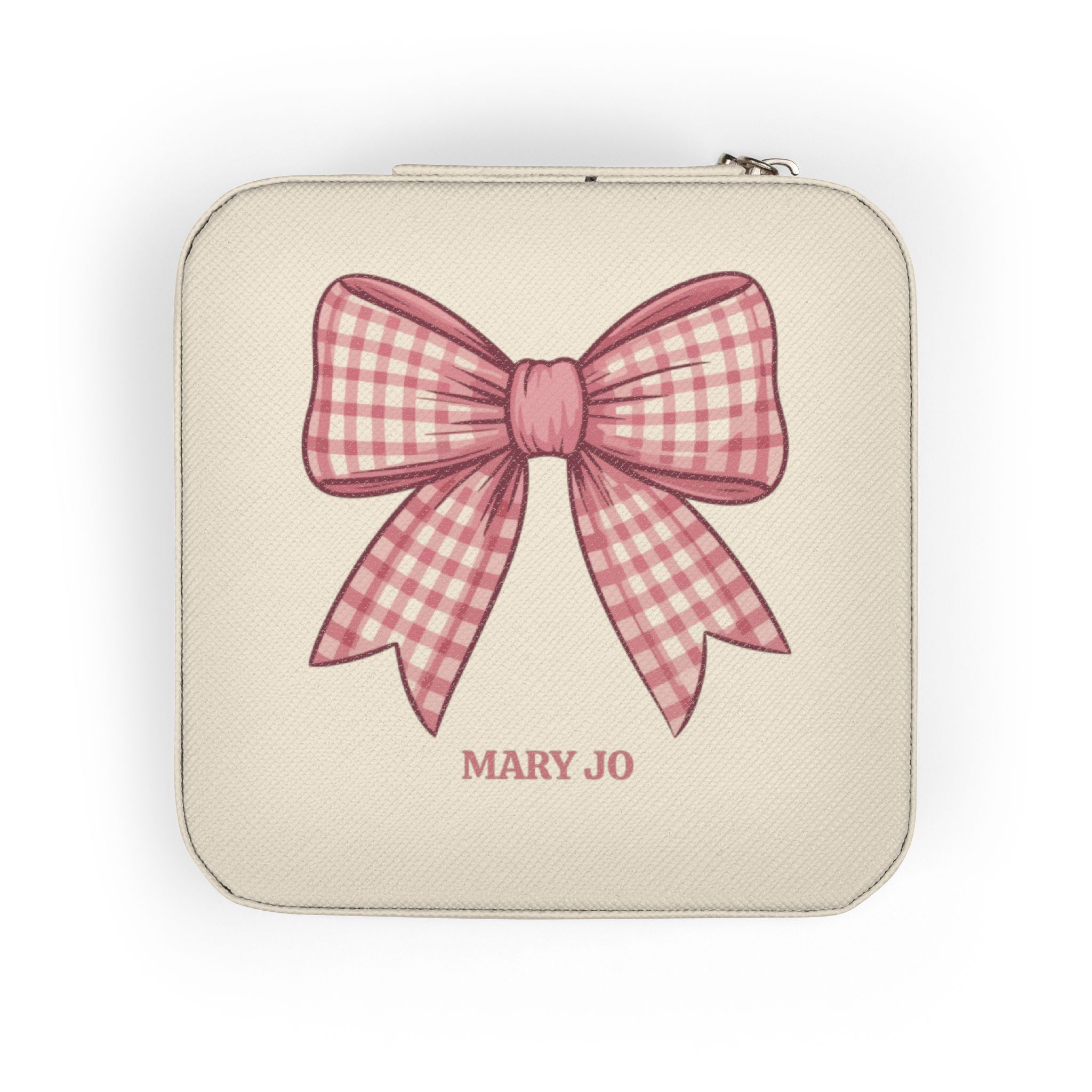 Personalized Pink Bow Jewelry Case | Custom Name Travel Jewelry Box | Cute Gift for Girls | Mini Jewelry Organizer