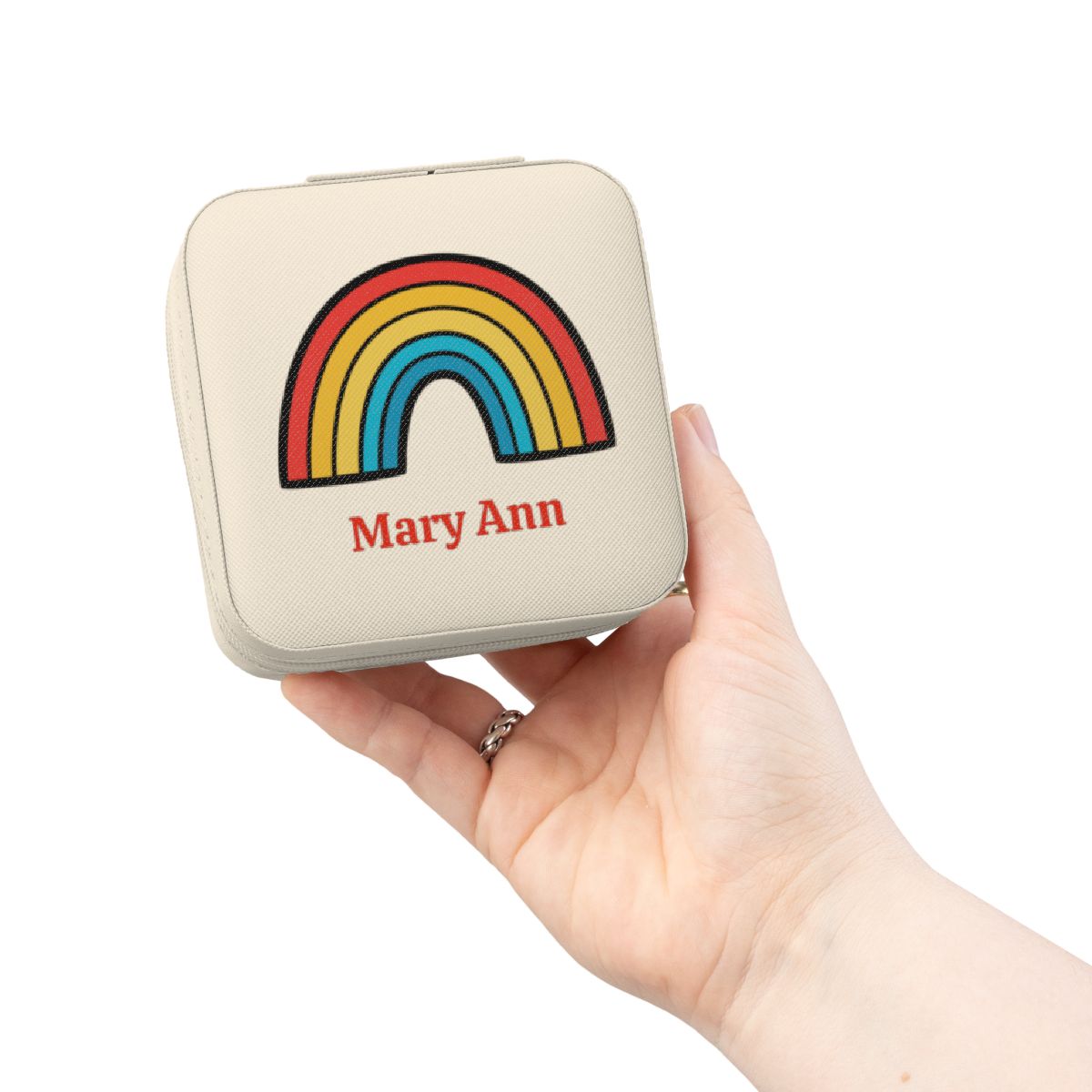 Personalized Rainbow Jewelry Case | Custom Name Travel Jewelry Box | Cute Gift for Her | Mini Jewelry Organizer