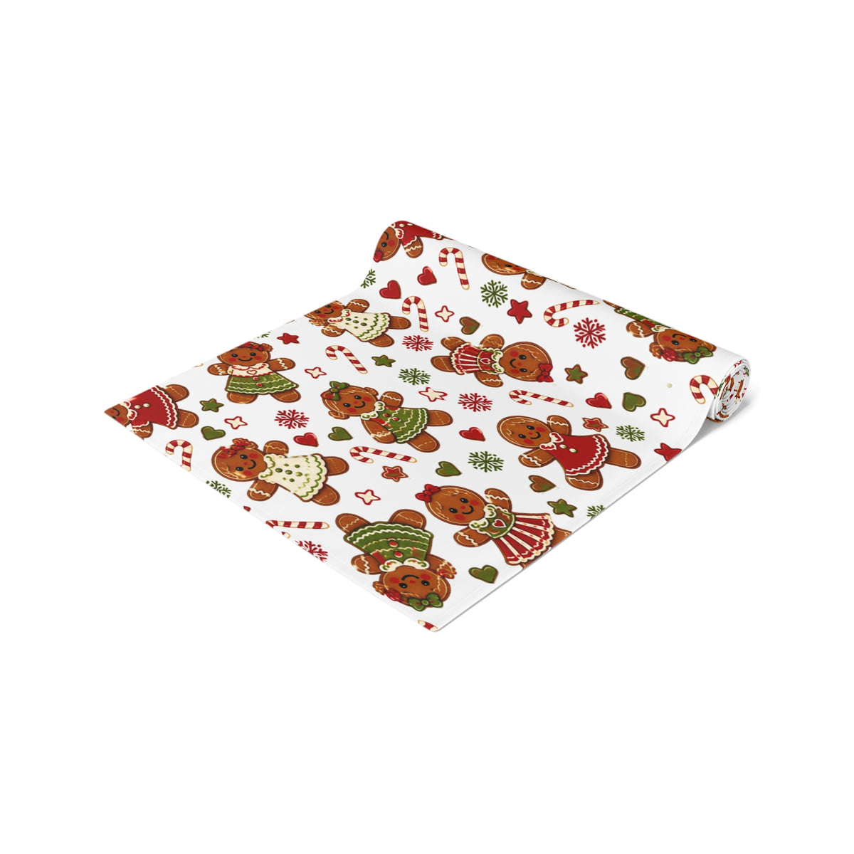 Gingerbread Christmas Table Runner, Cookie Exchange Decor, Holiday Dining Decor, Christmas Dinner Table Decoration - Sideway Design