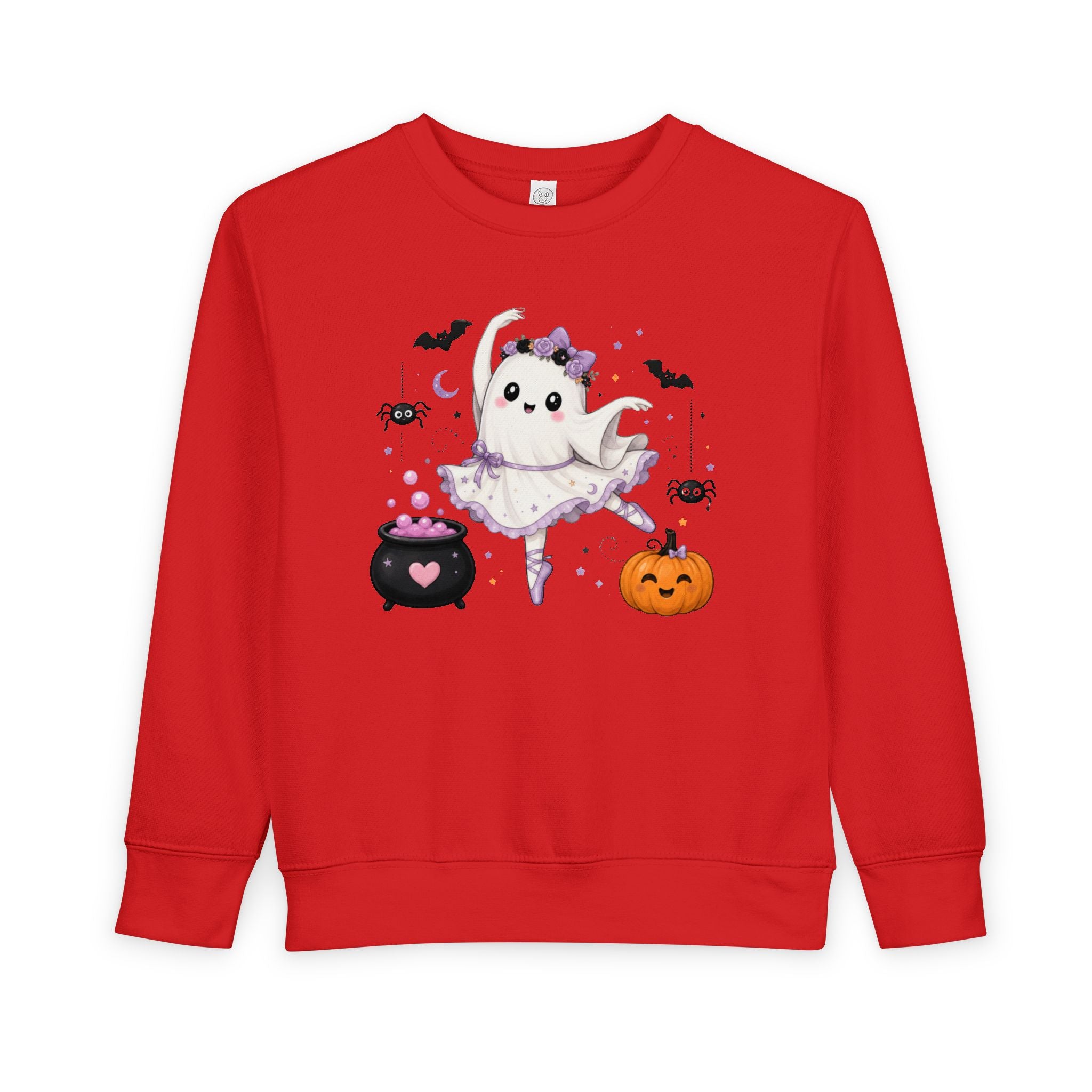 Toddler Ghost Ballerina Halloween Sweatshirt, Cute Ballet Dancer Ghost Crewneck, Spooky Ballet Shirt, Ballerina Gift, Pink Halloween Sweater