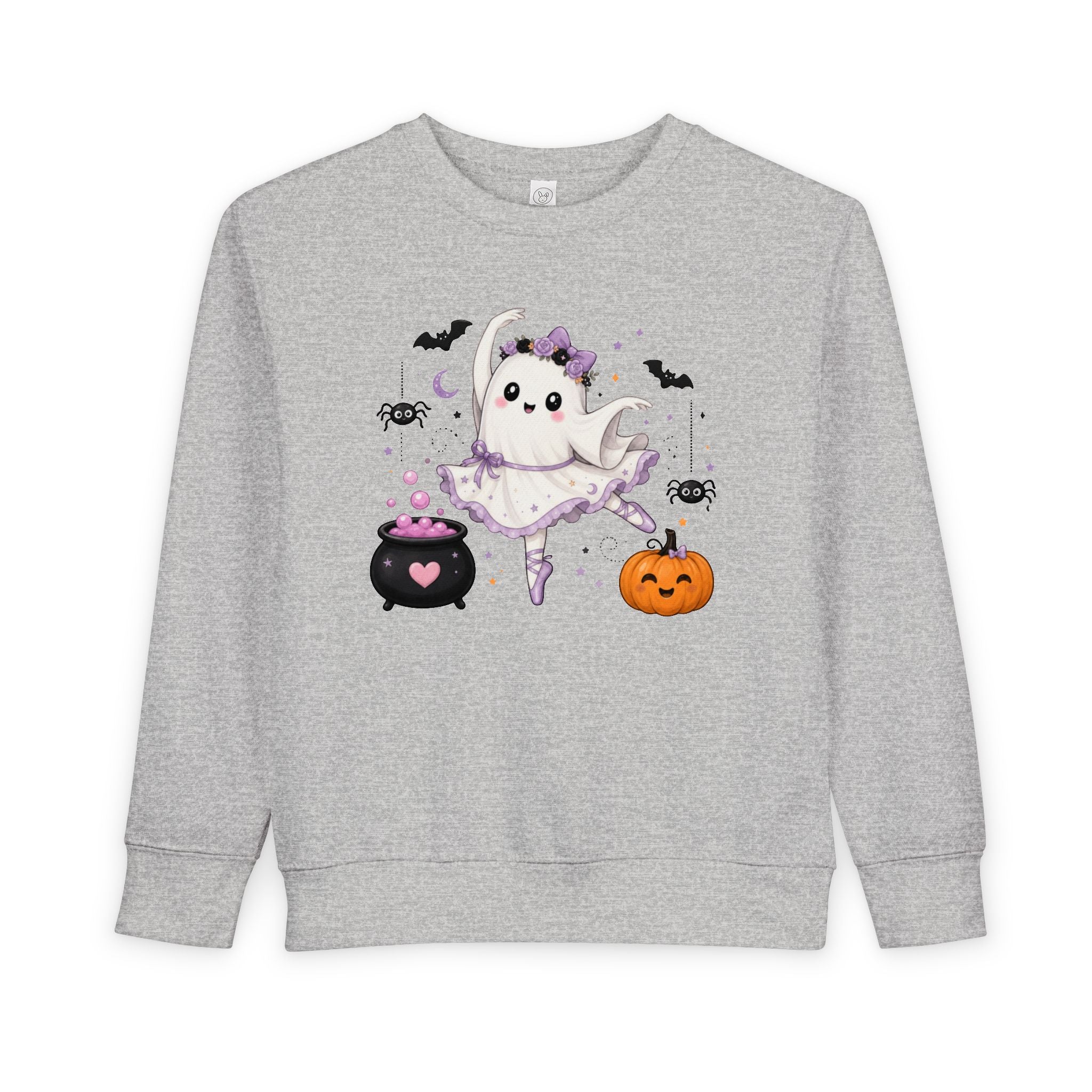 Toddler Ghost Ballerina Halloween Sweatshirt, Cute Ballet Dancer Ghost Crewneck, Spooky Ballet Shirt, Ballerina Gift, Pink Halloween Sweater
