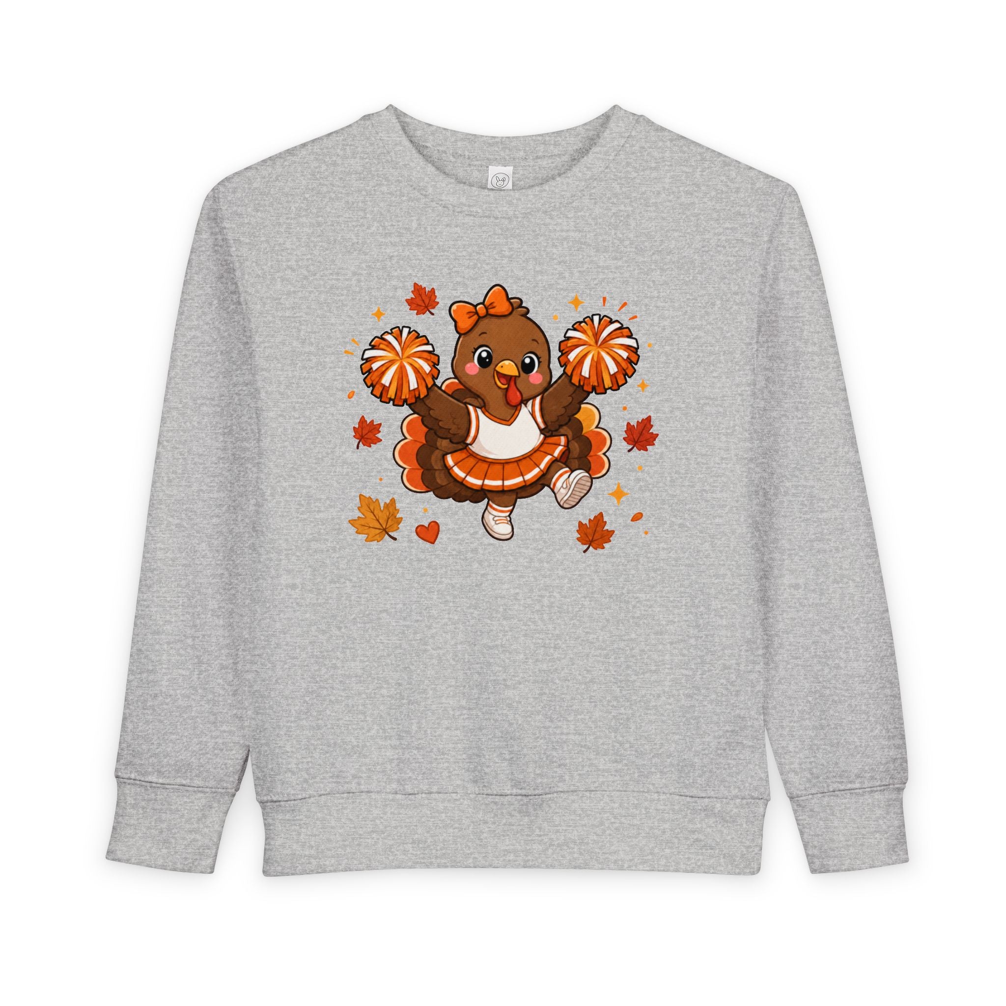 Toddler Thanksgiving Cheerleader Sweatshirt, Cheering Turkey Crewneck, Thanksgiving Shirt, Fall Cheer Gift, Turkey Cheer Sweater