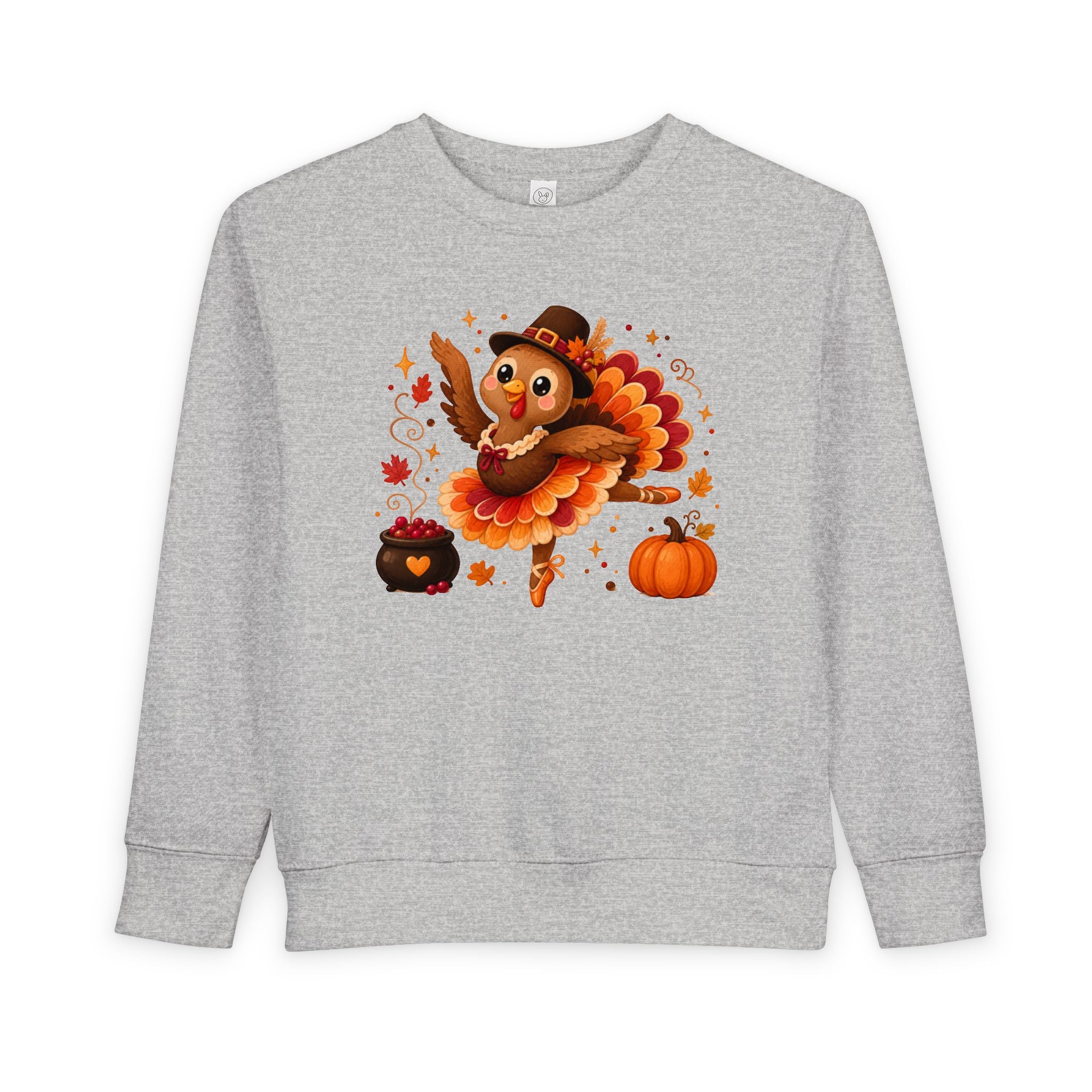 Toddler Thanksgiving Ballerina Turkey Sweatshirt, Dancing Turkey Crewneck, Fall Dance Shirt, Dancer Wear