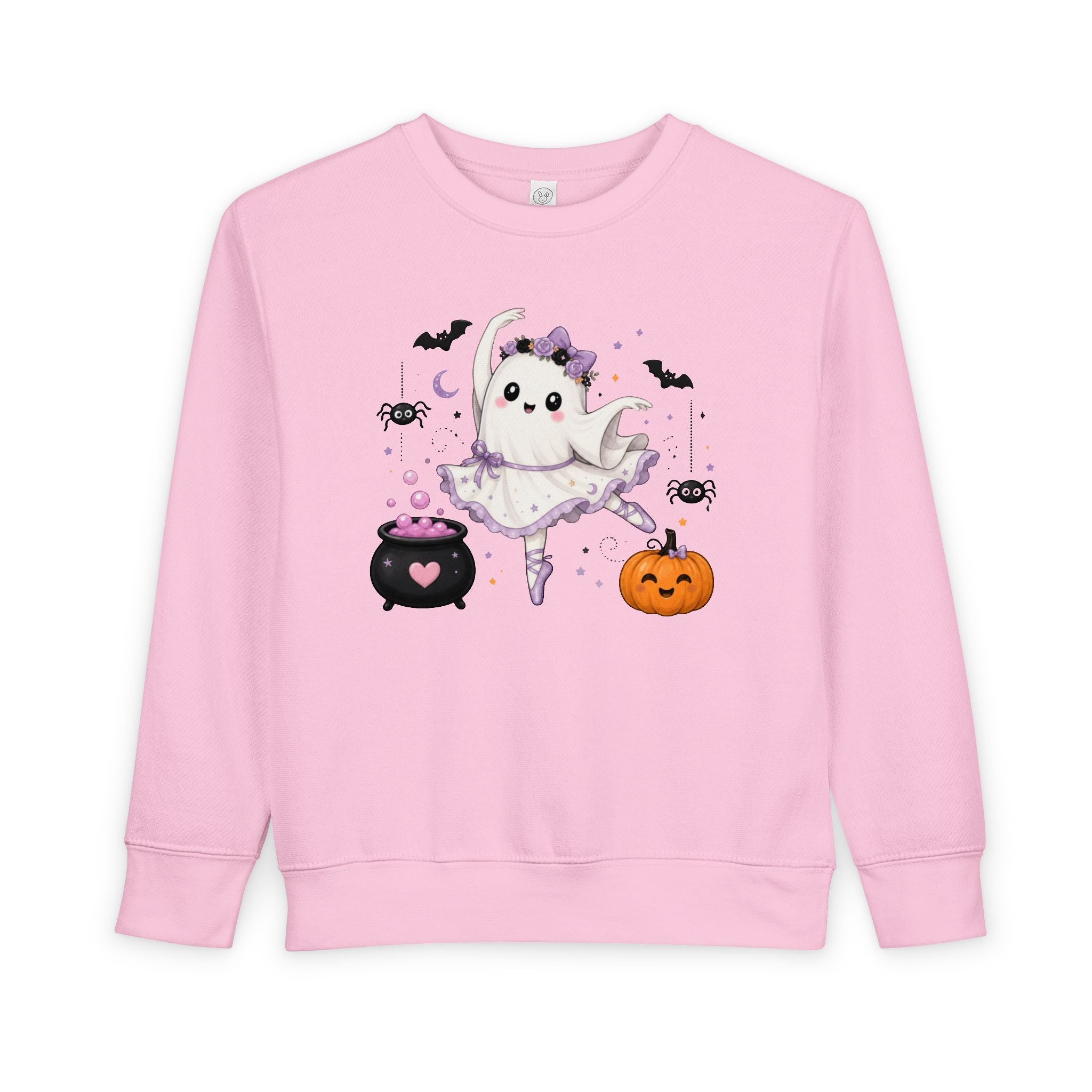 Toddler Ghost Ballerina Halloween Sweatshirt, Cute Ballet Dancer Ghost Crewneck, Spooky Ballet Shirt, Ballerina Gift, Pink Halloween Sweater