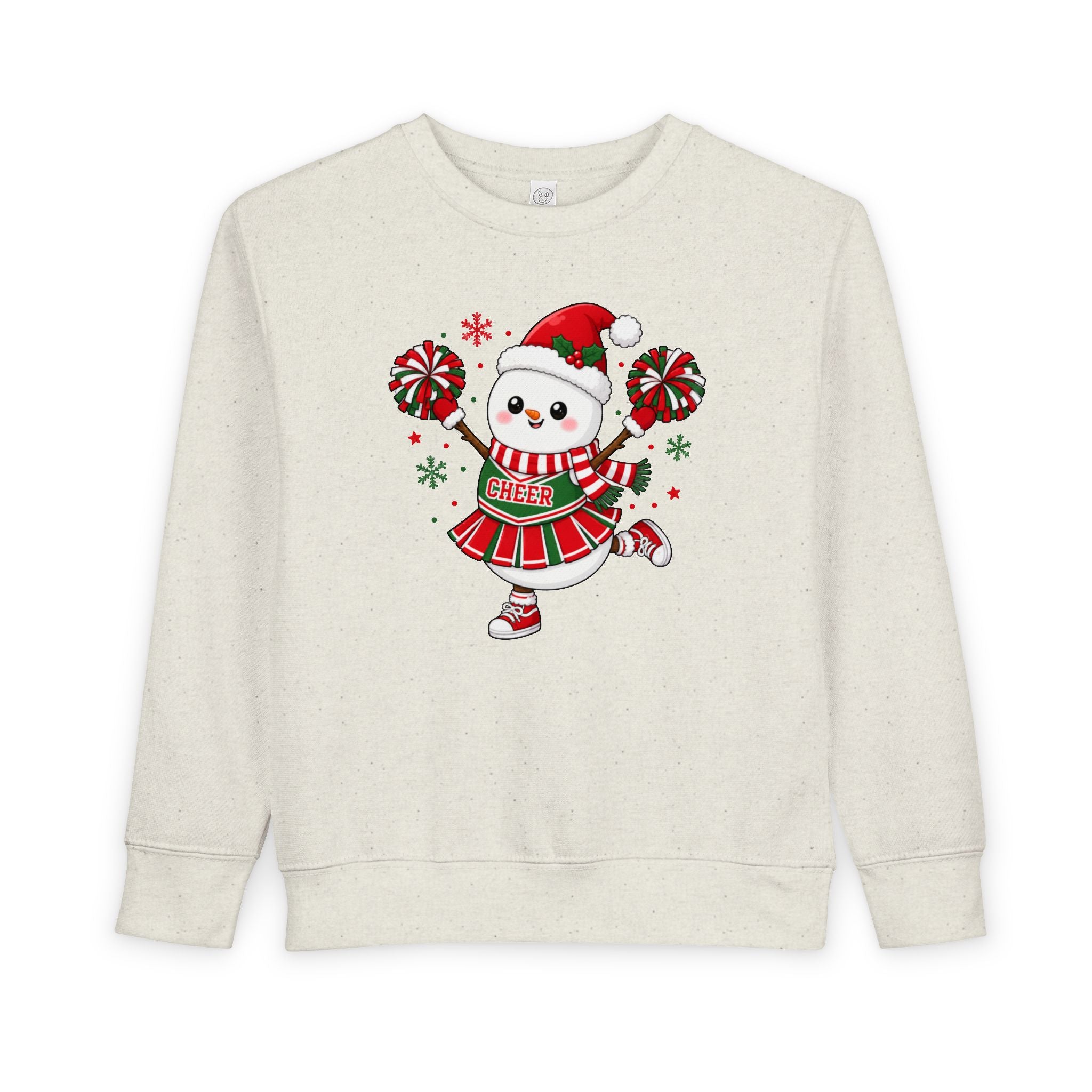 Toddler Christmas Cheerleader Snowman Sweatshirt, Cute Holiday Cheer Crewneck, Festive Winter Cheer Gift
