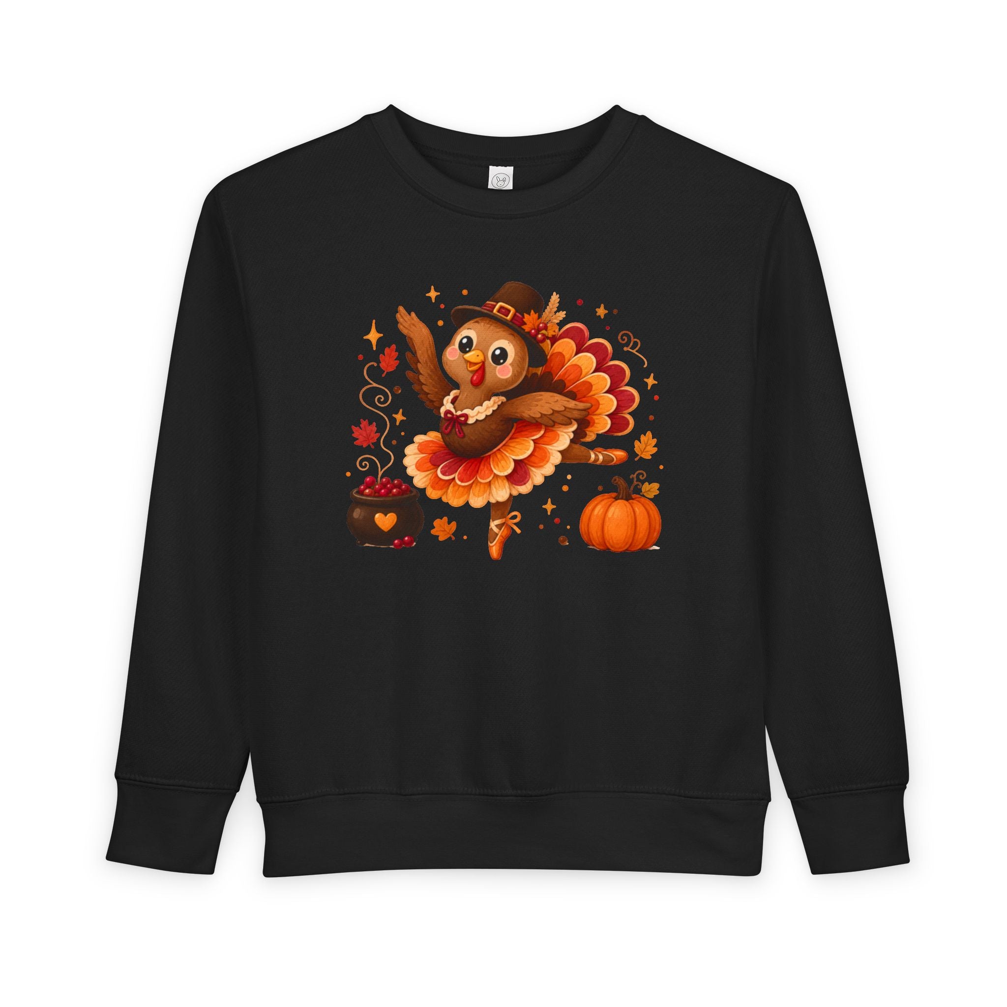 Toddler Thanksgiving Ballerina Turkey Sweatshirt, Dancing Turkey Crewneck, Fall Dance Shirt, Dancer Wear