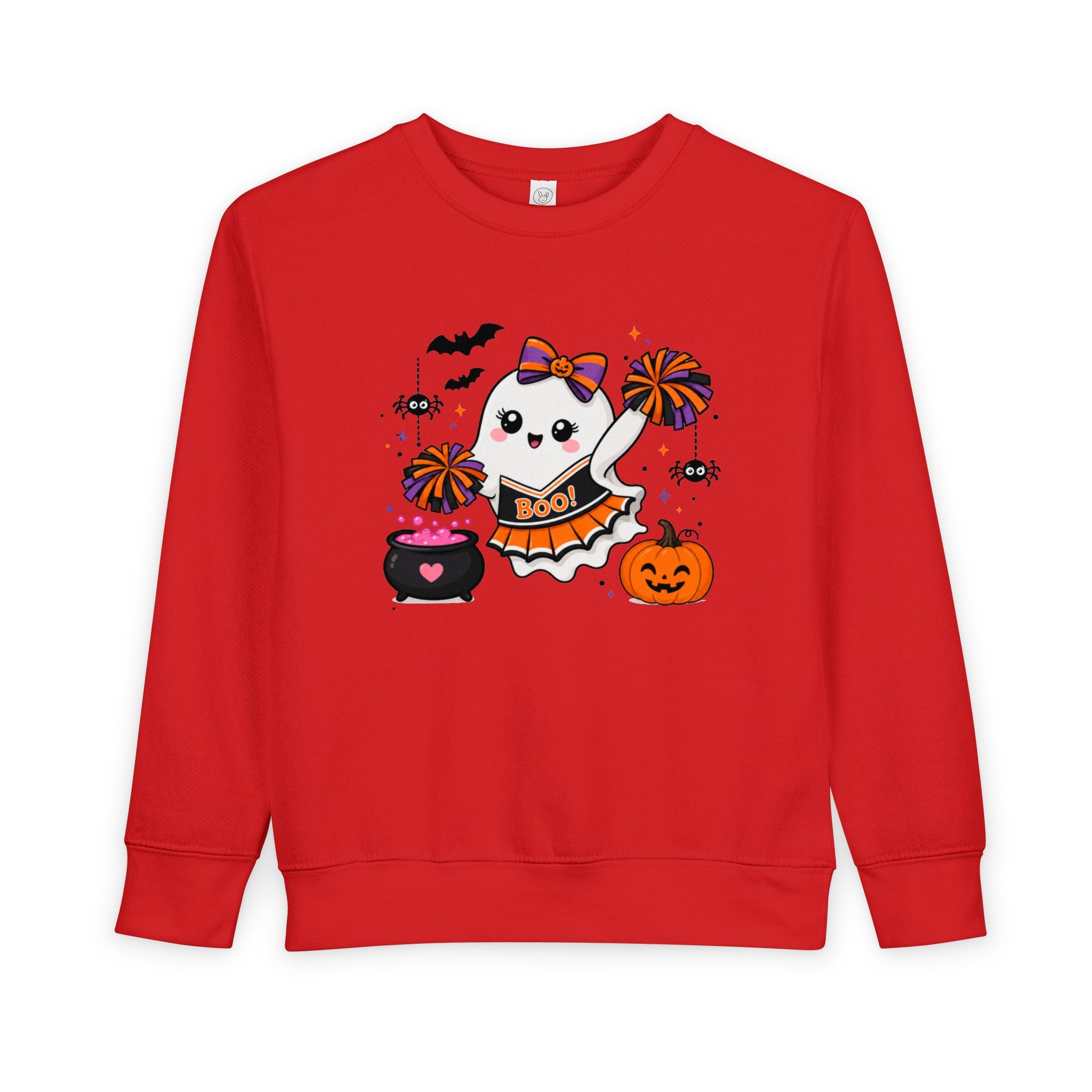 Toddler Halloween Cheerleader Ghost Sweatshirt, Spooky Cheer Girl Crewneck, Halloween Shirt, Cheer or Treat Sweater, Fall Cheer Gift