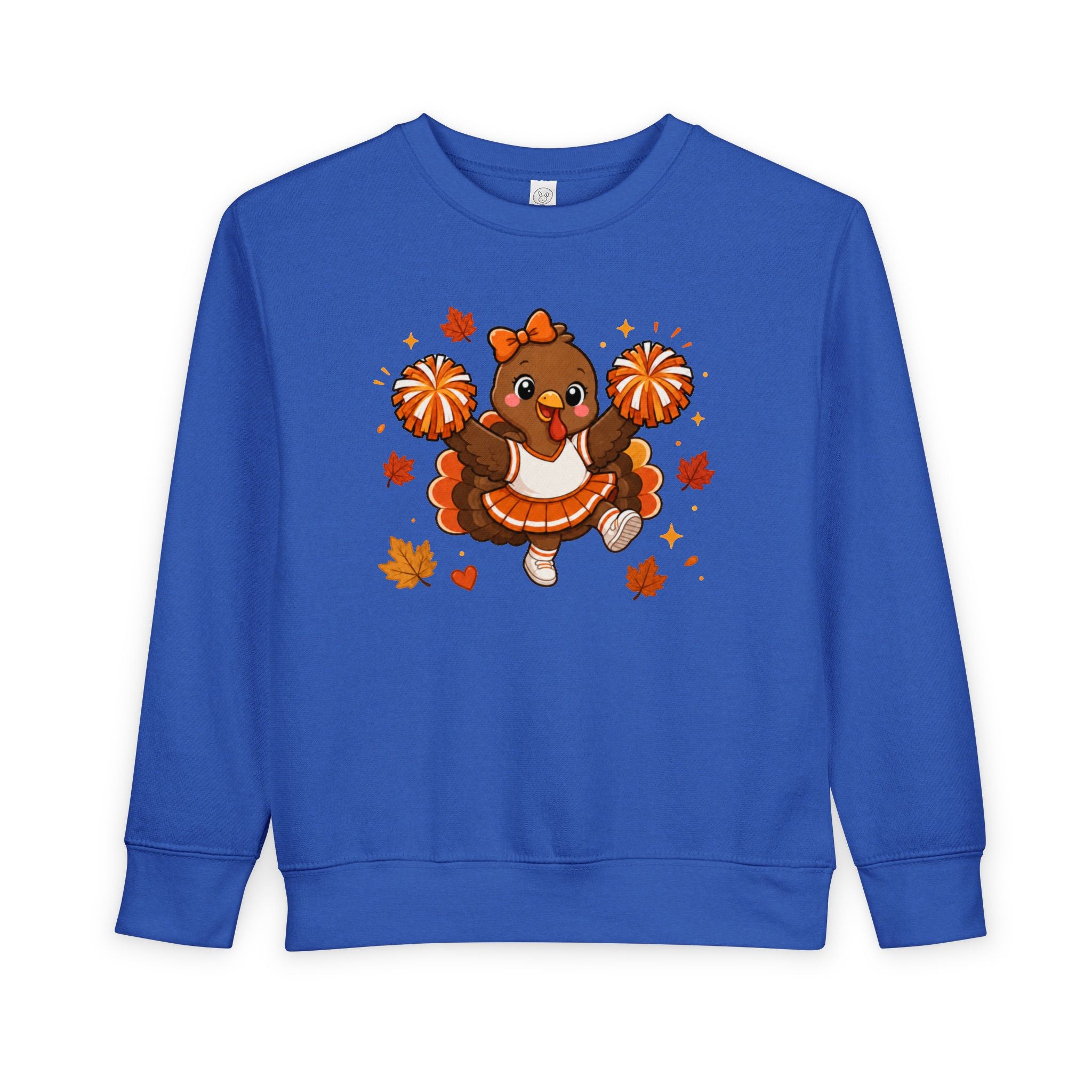 Toddler Thanksgiving Cheerleader Sweatshirt, Cheering Turkey Crewneck, Thanksgiving Shirt, Fall Cheer Gift, Turkey Cheer Sweater