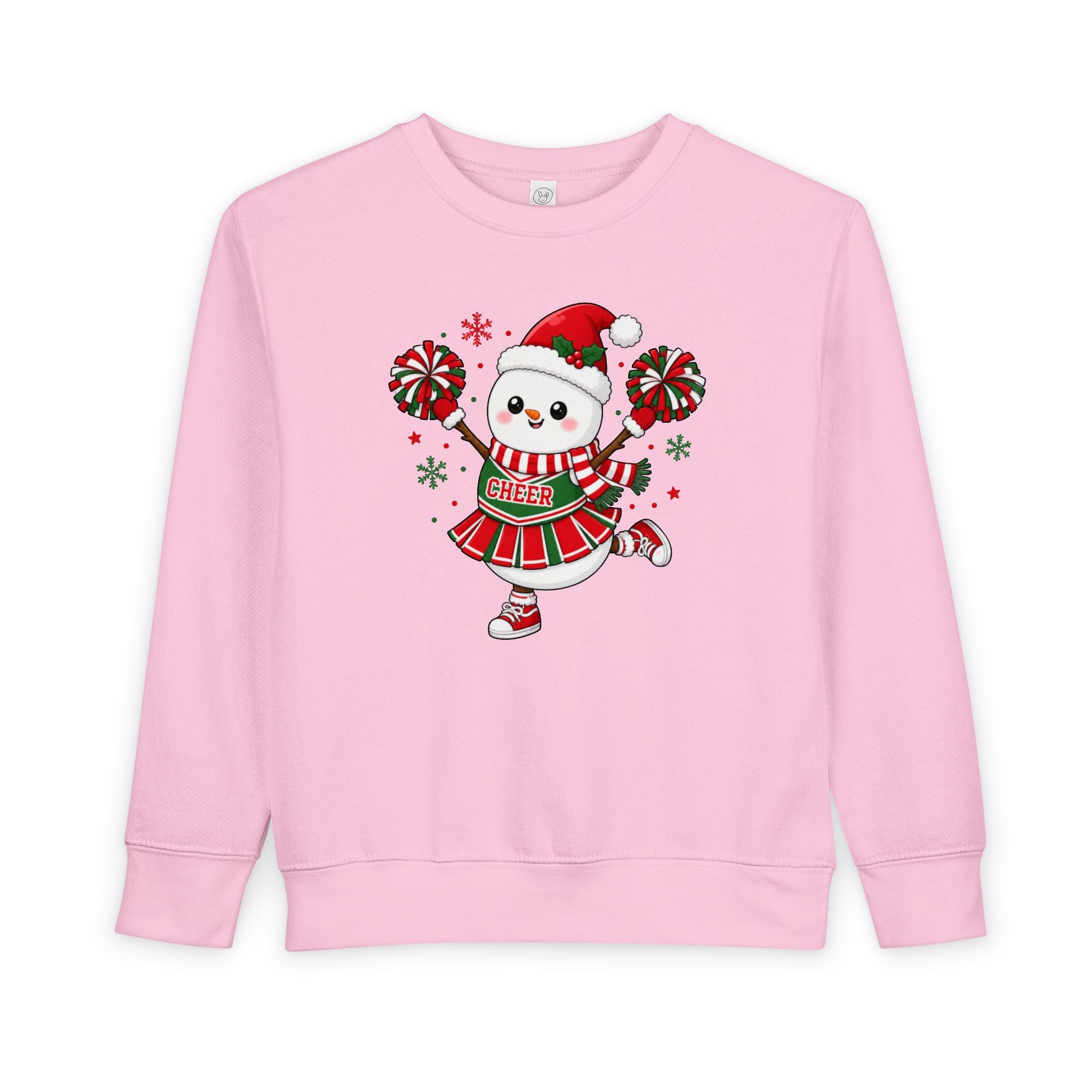 Toddler Christmas Cheerleader Snowman Sweatshirt, Cute Holiday Cheer Crewneck, Festive Winter Cheer Gift