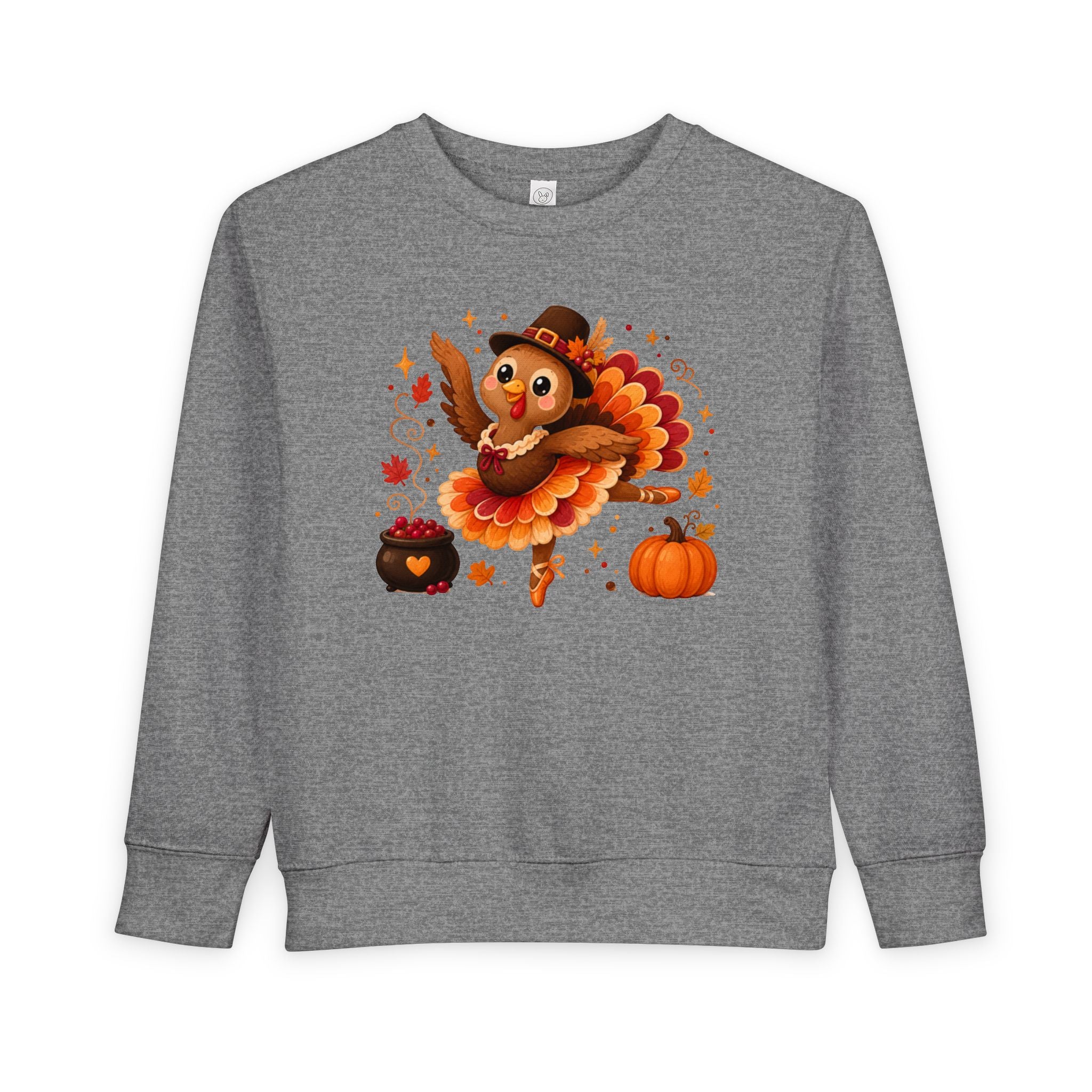 Toddler Thanksgiving Ballerina Turkey Sweatshirt, Dancing Turkey Crewneck, Fall Dance Shirt, Dancer Wear